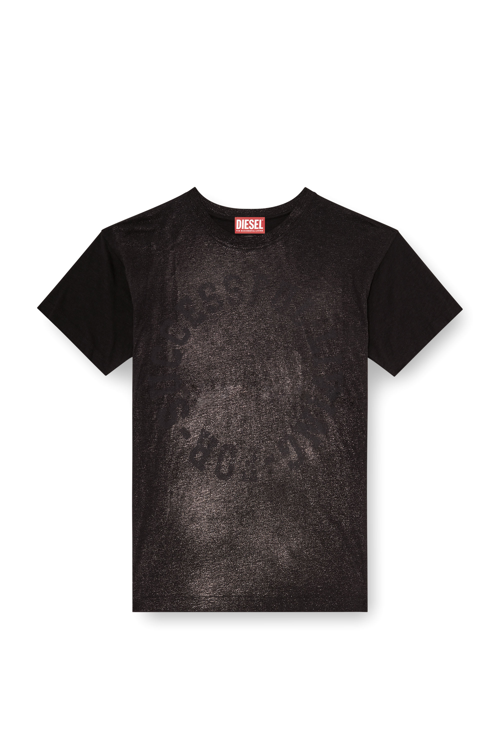 Diesel - T-NORM-AA2, T-shirt in cotone girocollo con stampa foil Uomo in Nero - 3