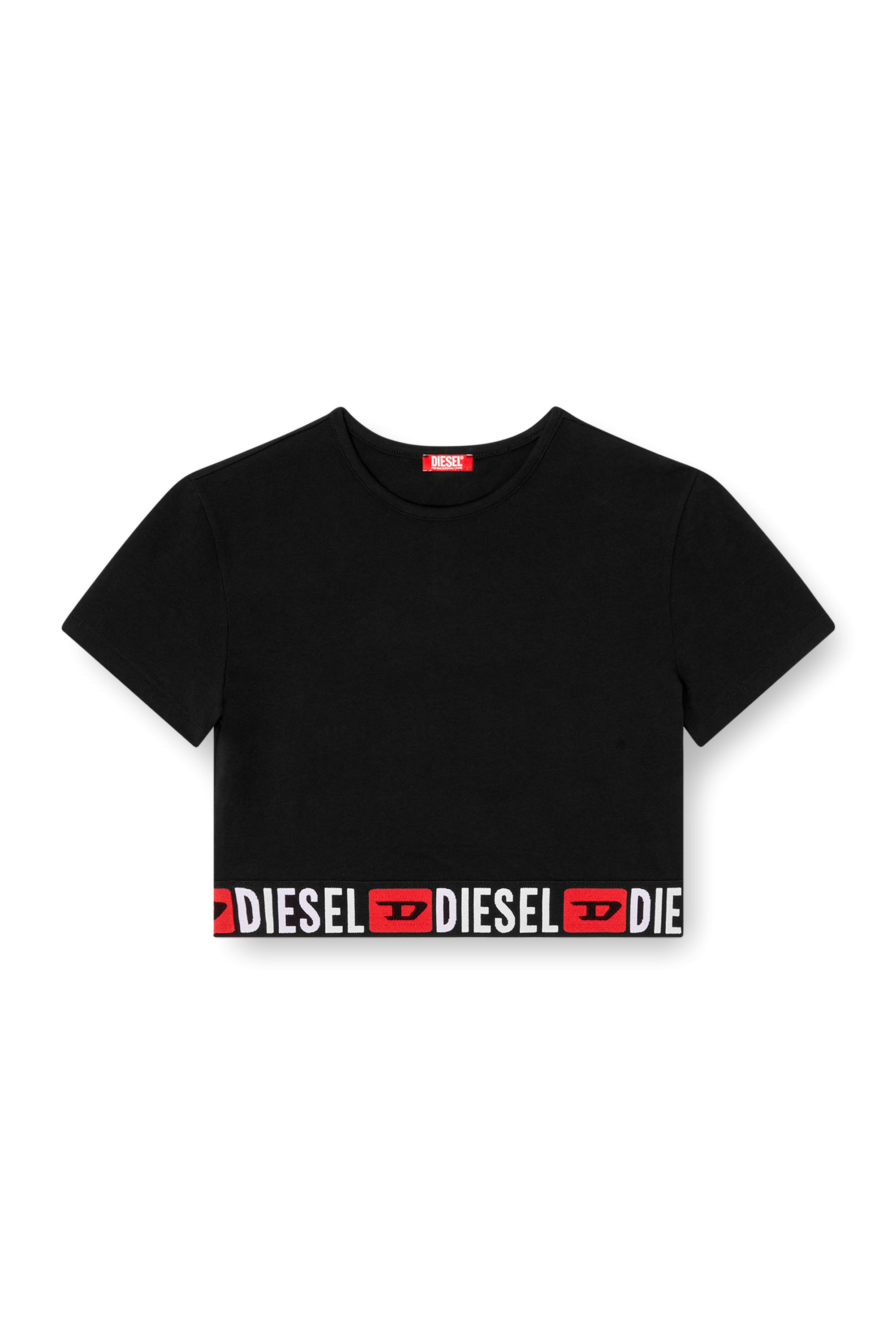 Diesel - IRMA-D-CORE, Woman's Cropped top with logo band in Black - 3