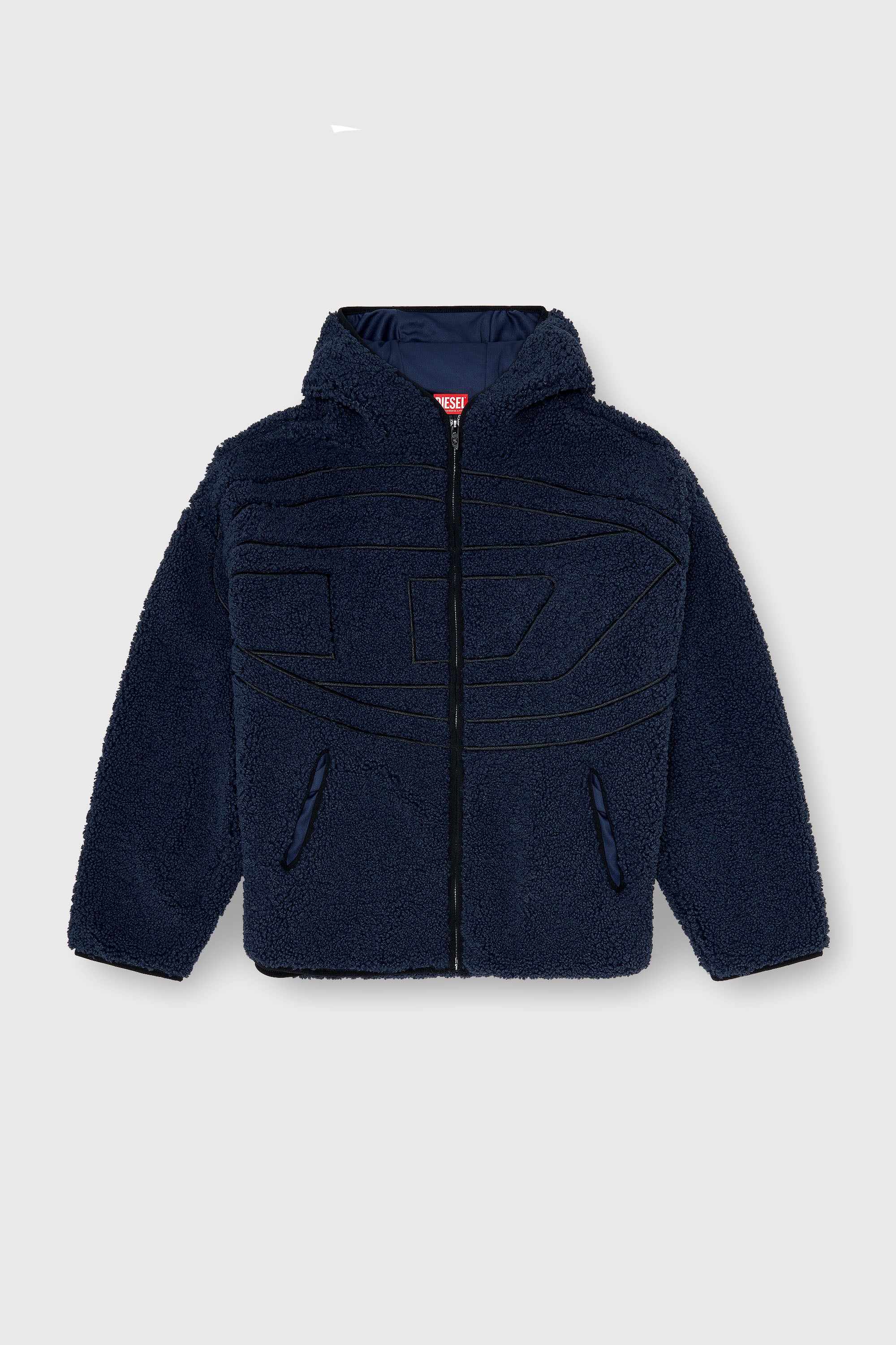 Diesel - S-ZAT, Felpa teddy con cappuccio Uomo in Blu - 2