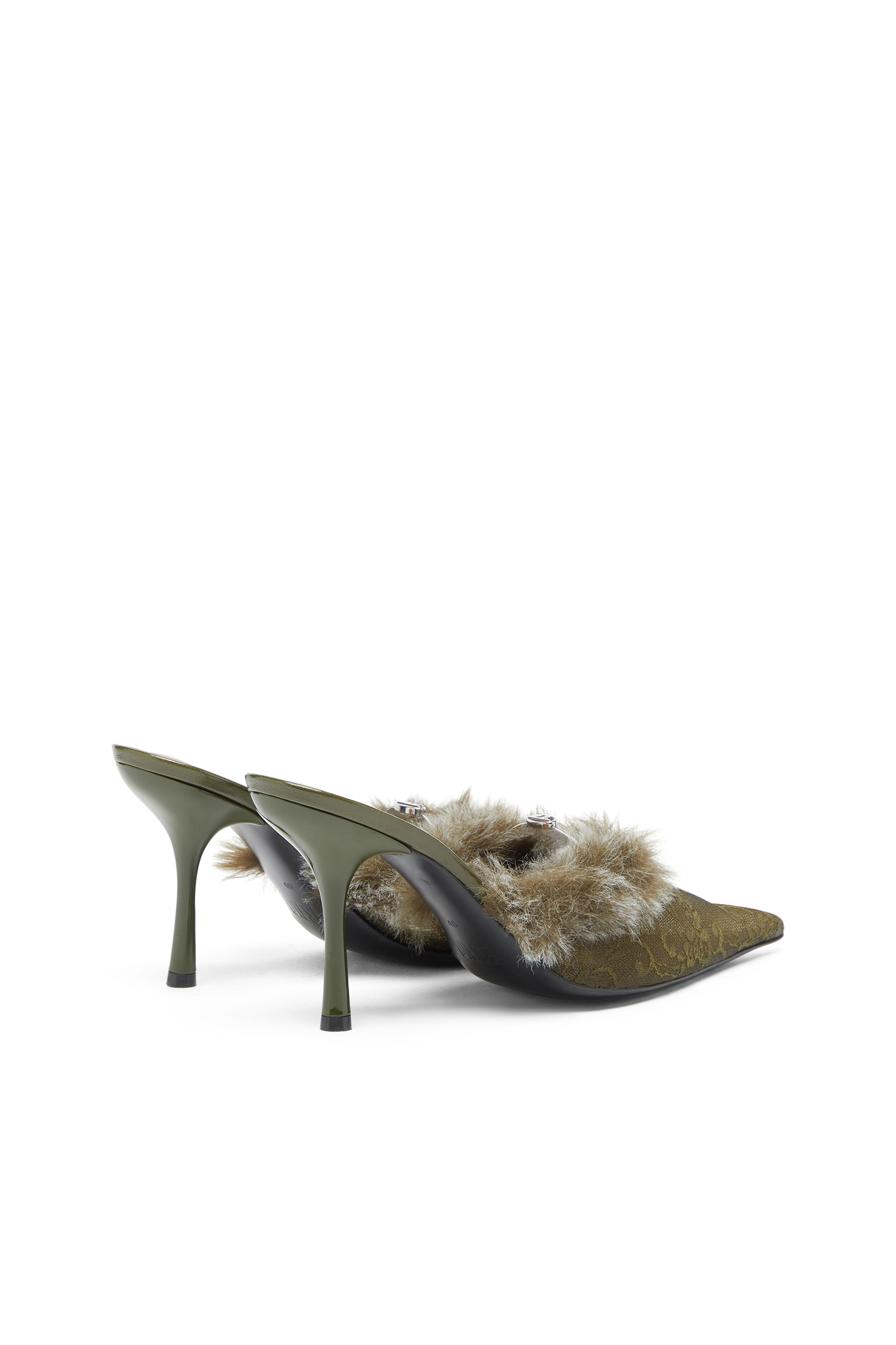 Diesel - D-JEWELS  MULE FUR 90, D-Ten&Half - Mules in nylon con bordo morbido Donna in Verde - 3