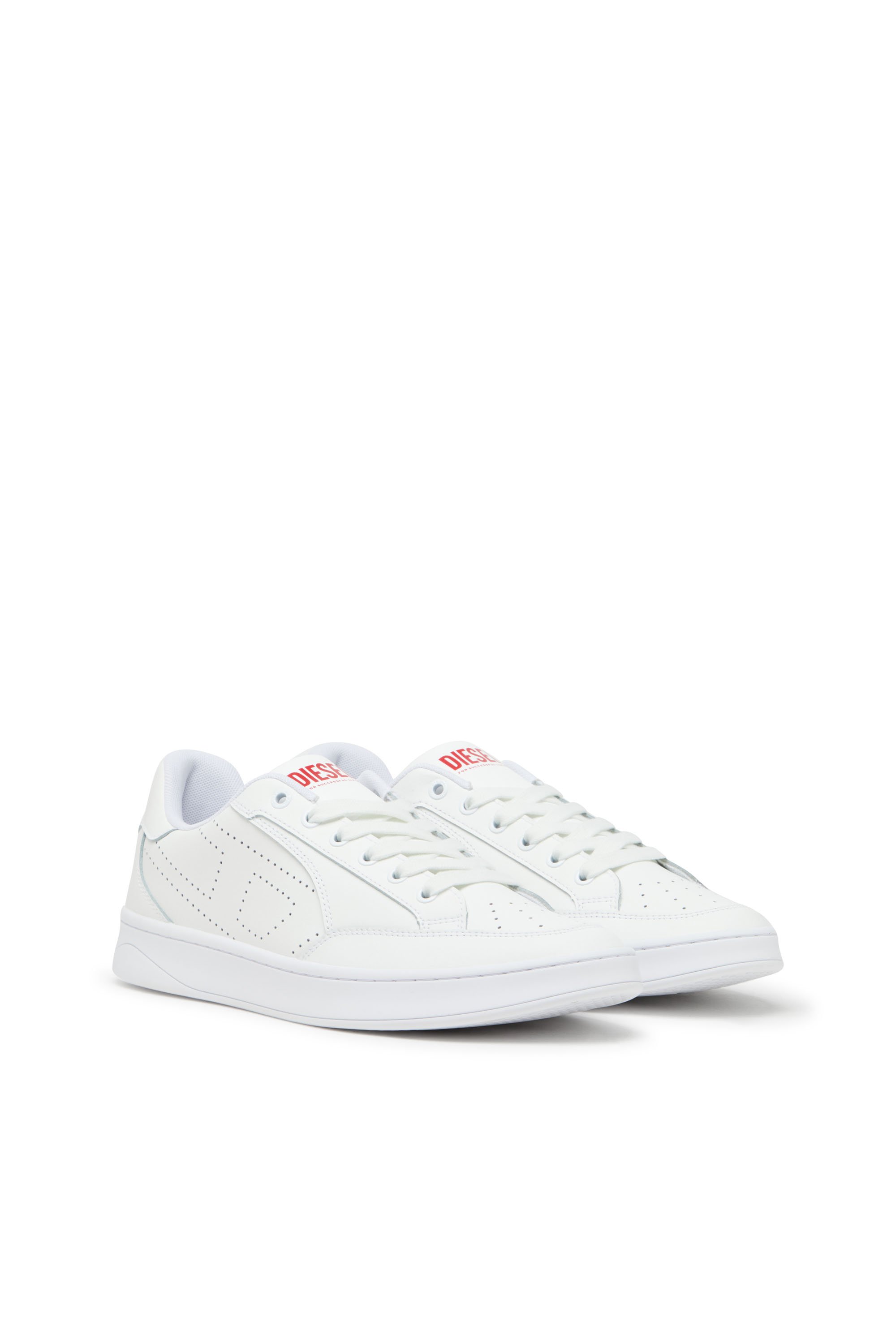 Diesel - S-DAKOTA LOW, S-Dakota-Sneaker in pelle con logo perforato Uomo in Bianco - 2