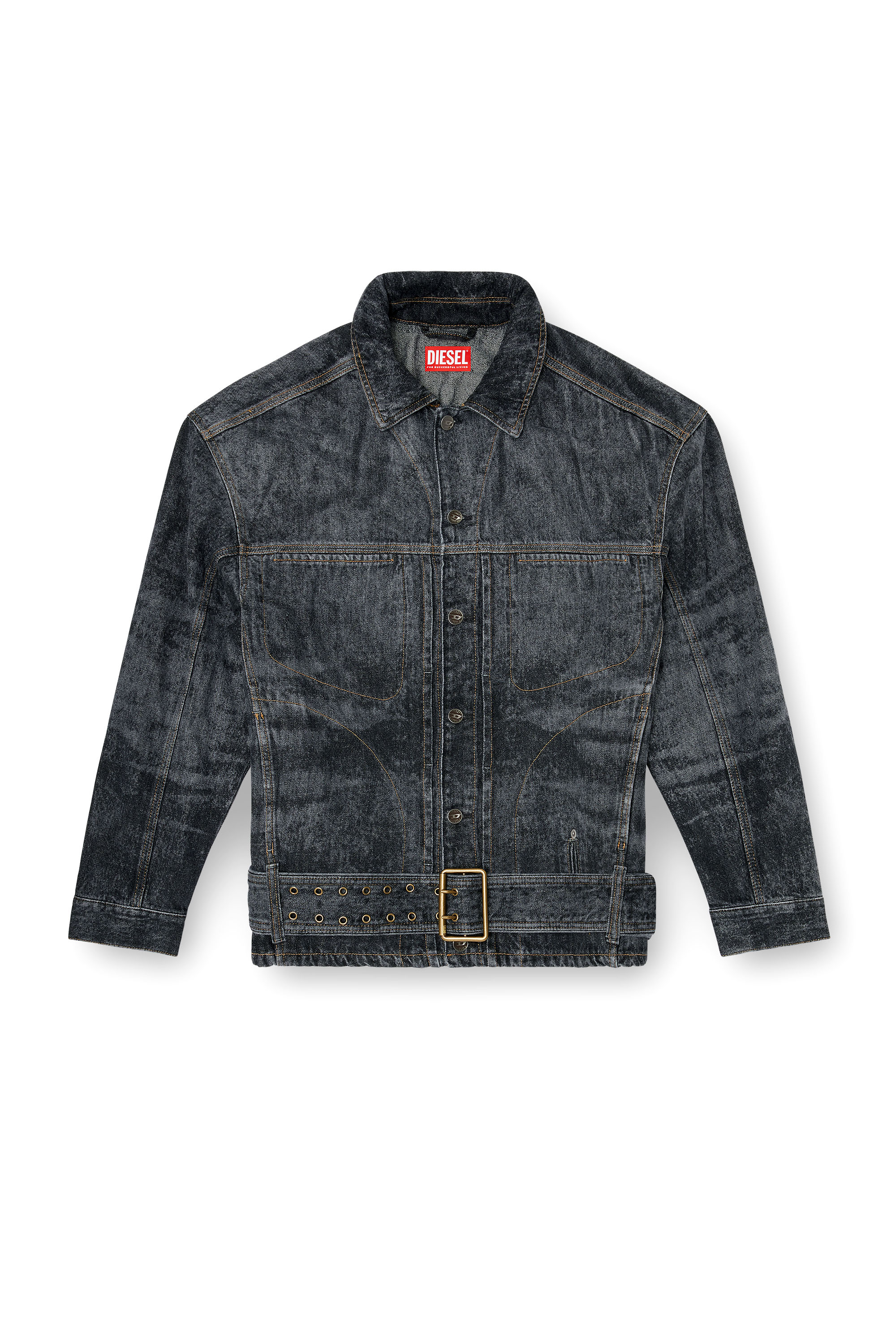 Diesel - D-VALERO-S, Giacca in denim d'ispirazione biker Uomo in Nero - 3
