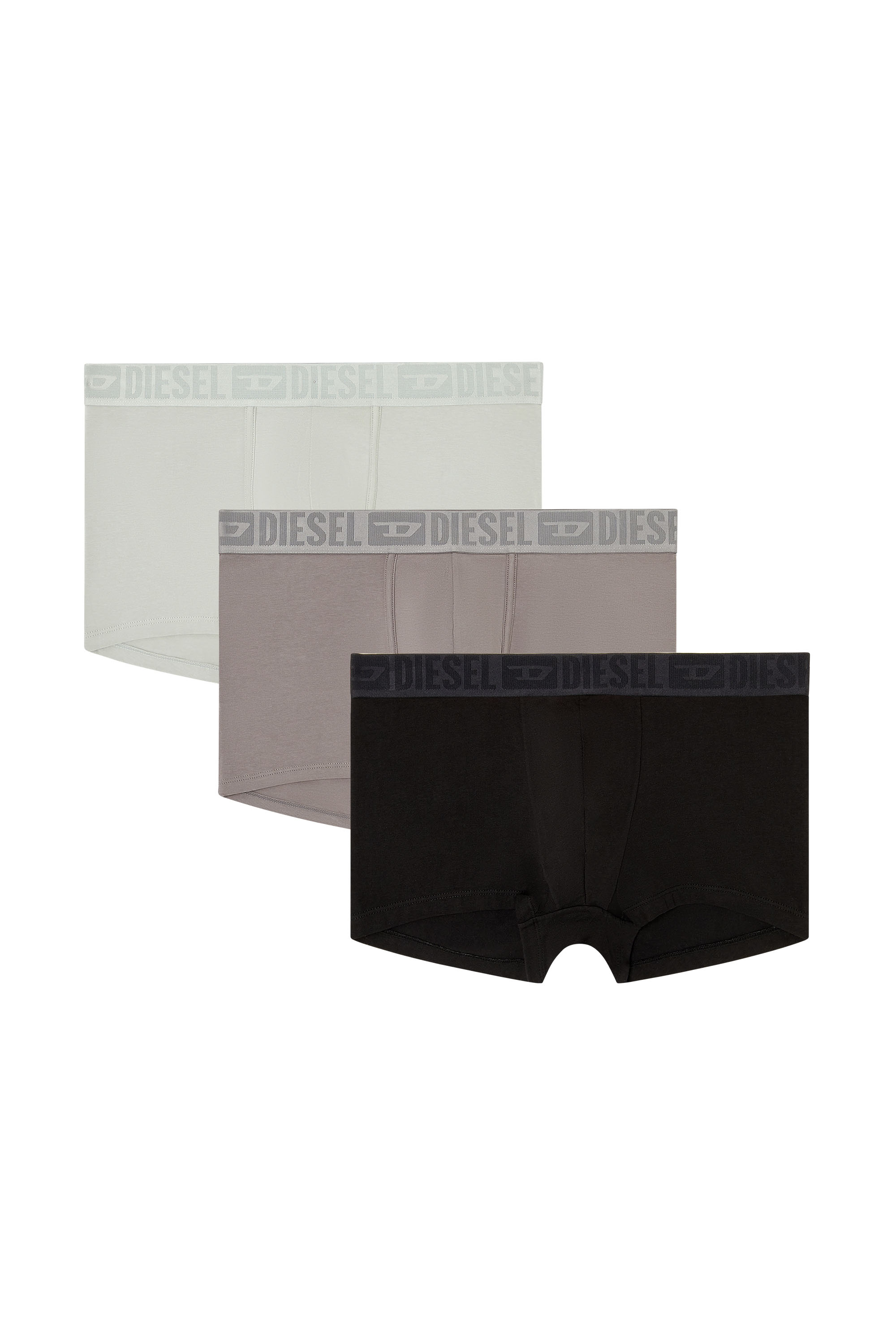 Diesel - MIKE-D-CORE-3PACK, Set da tre boxer in cotone elasticizzato con fascia in vita tono su tono Uomo in Grigio - 1
