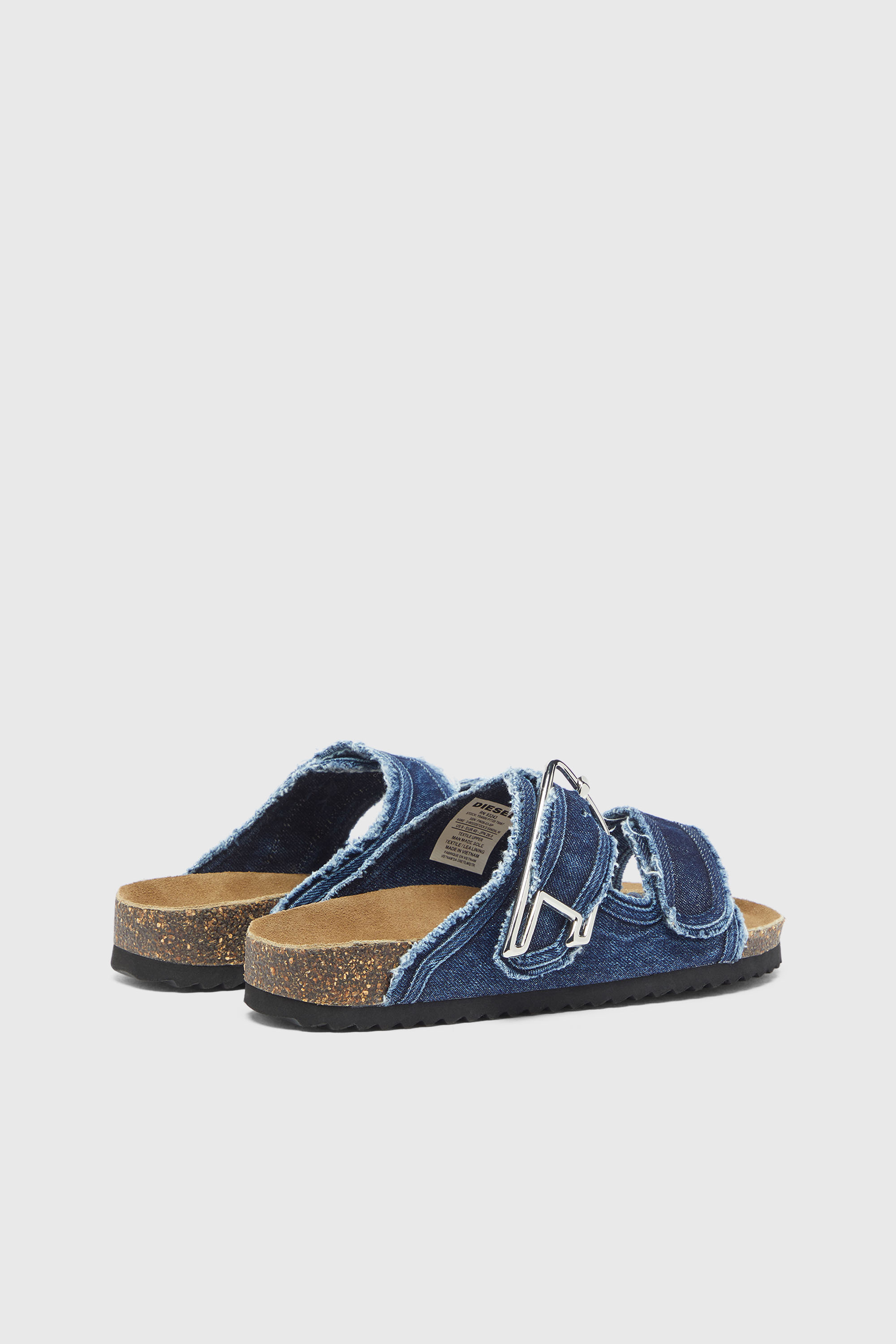 Diesel - D-WOODSTOCK D SANDAL W, D-Woodstock - Ciabatte con fasce in denim a taglio vivo Donna in Blu - 3