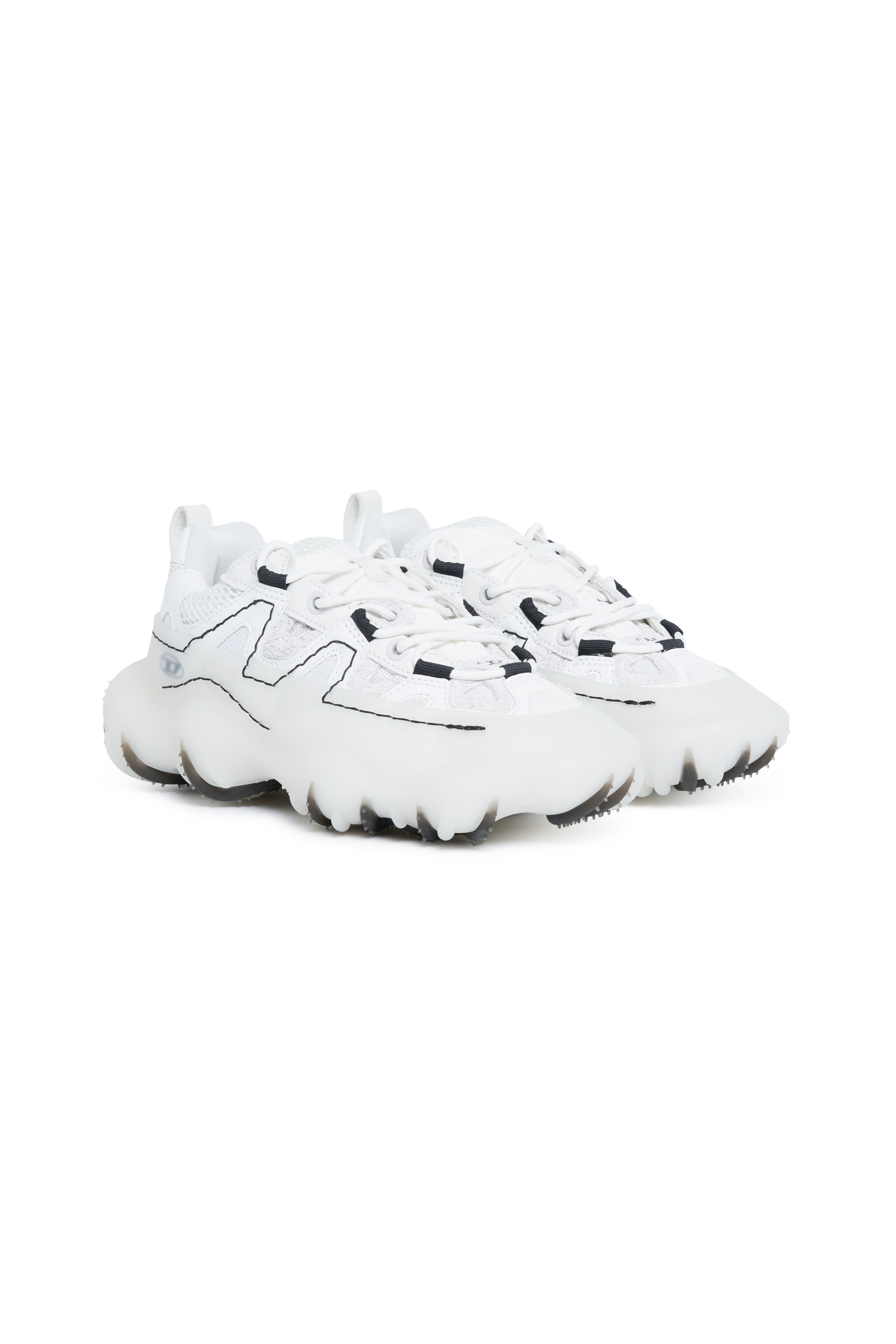 Diesel - S-PROTOTYPE P1, Sneaker in mesh, pelle e tessuto ripstop Unisex in Bianco - 3