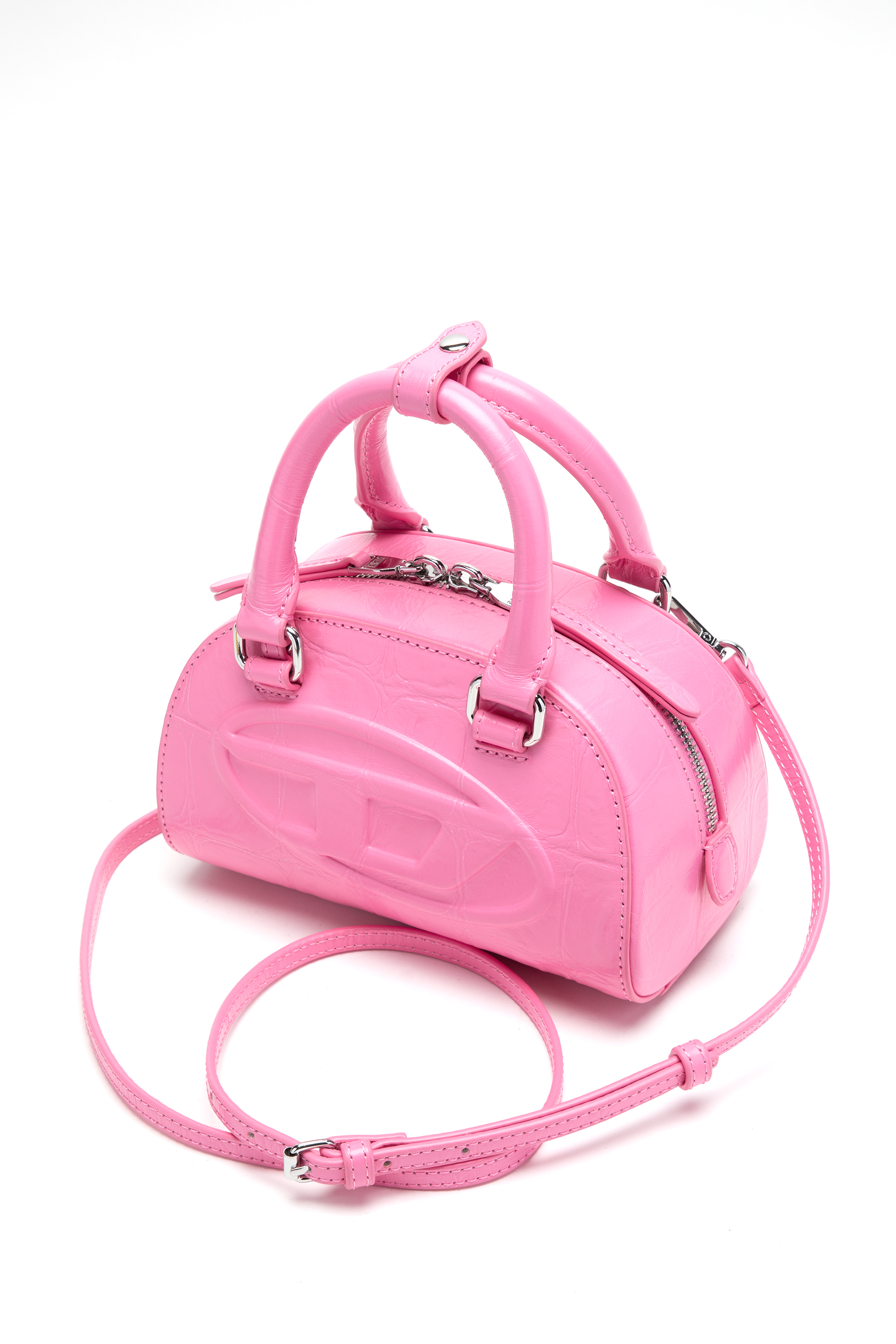 Diesel - 1DR DOME CROSSBODY, 1DR Dome-Borsa bowling mini in pelle effetto coccodrillo Donna in Rosa - 4