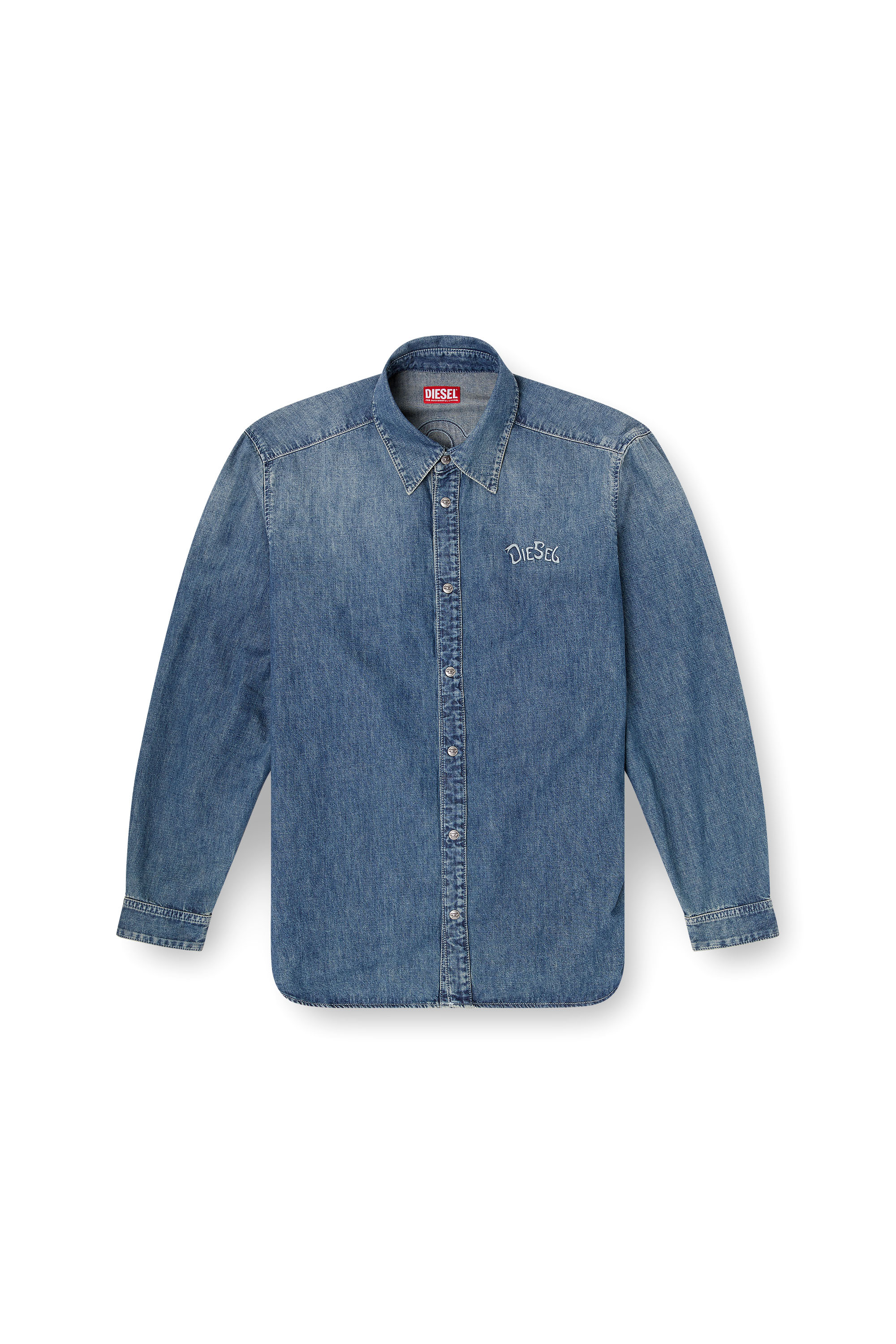 Diesel - D-SIMPLY-S15, Camicia in denim con emblema ricamato Uomo in Blu - 3