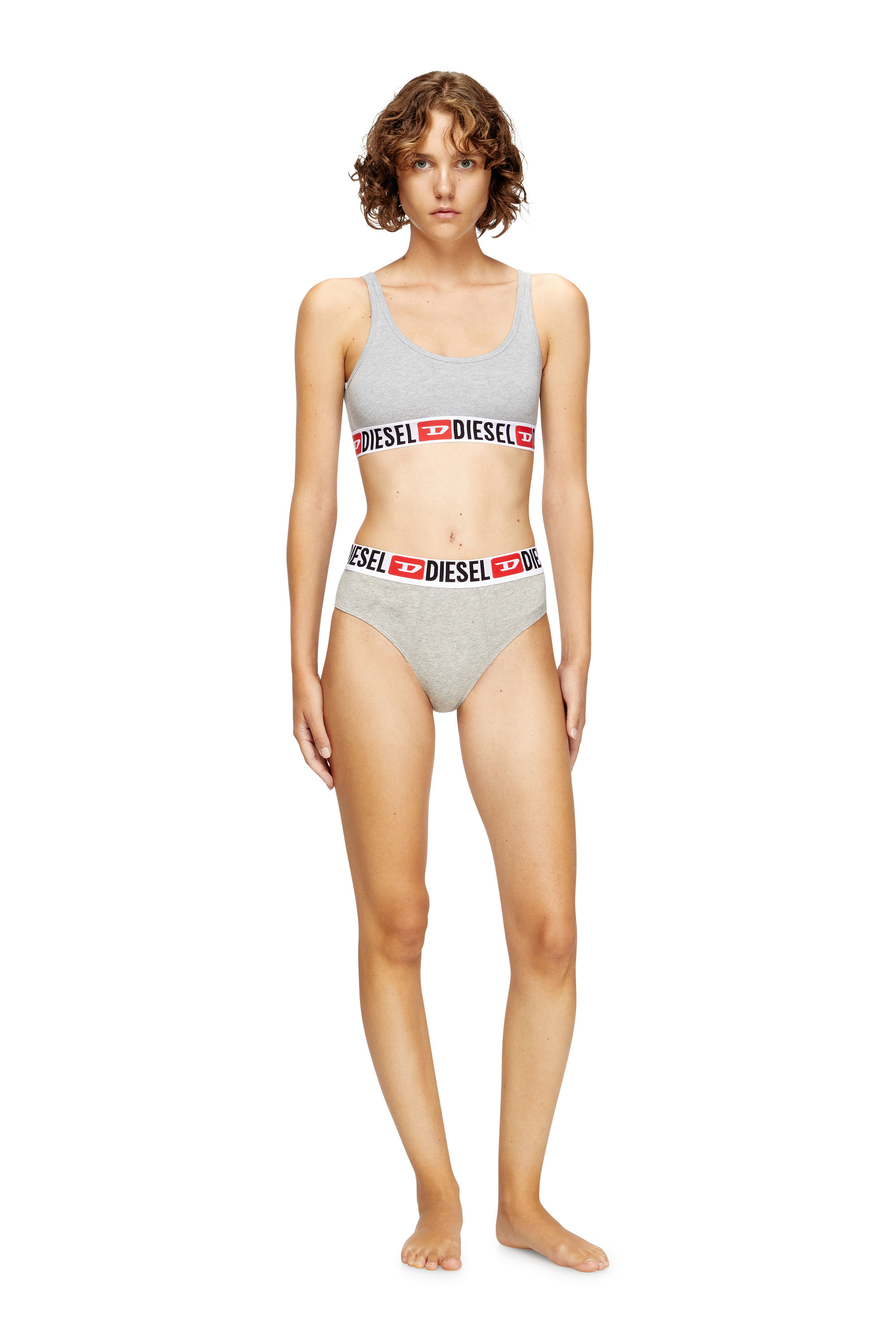 Diesel - UFSB-ORIBA, Bralette con fascia logata Donna in Grigio - 2
