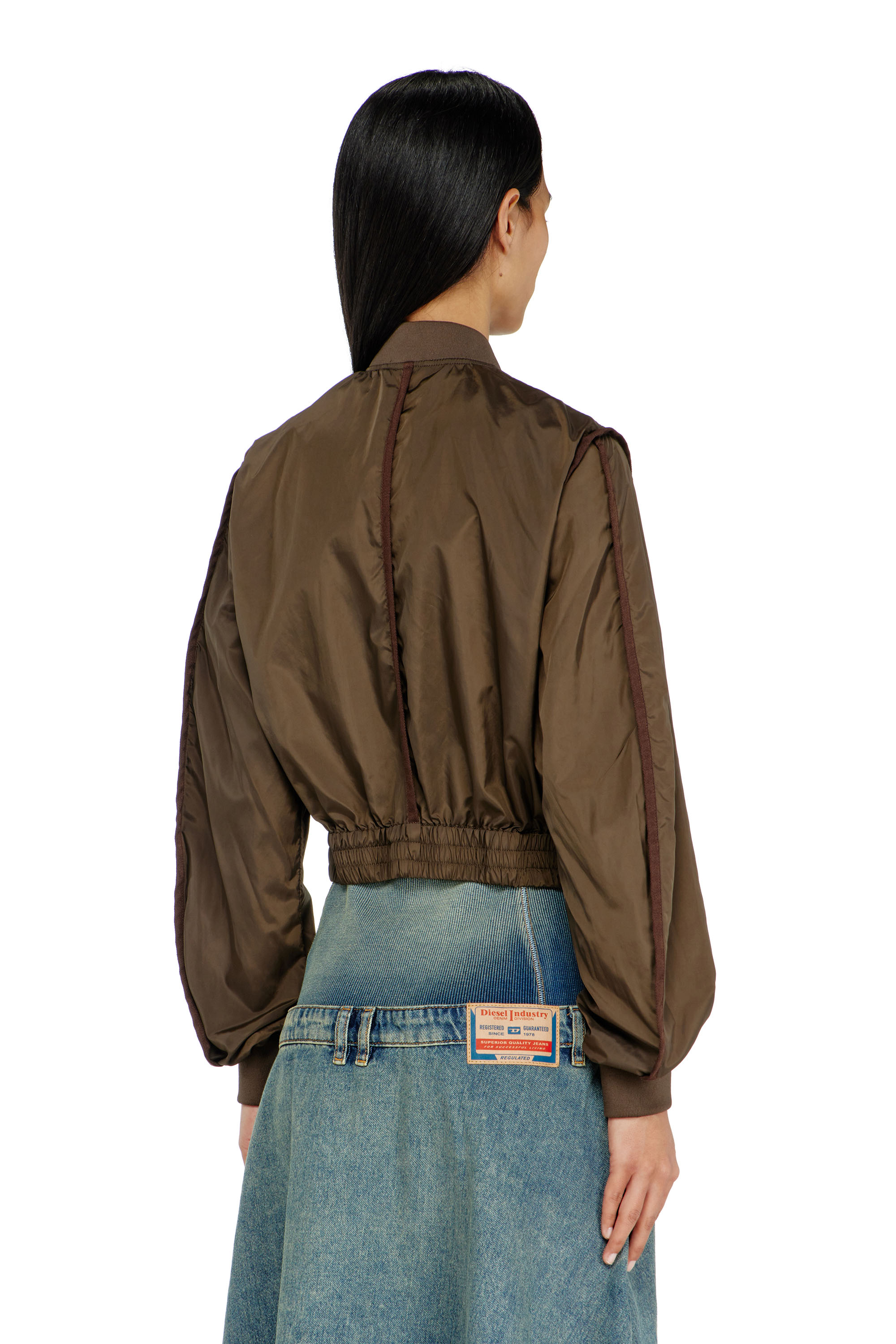 Diesel - G-OTHAM, Giacca in nylon con nastrature tono su tono Donna in Marrone - 4
