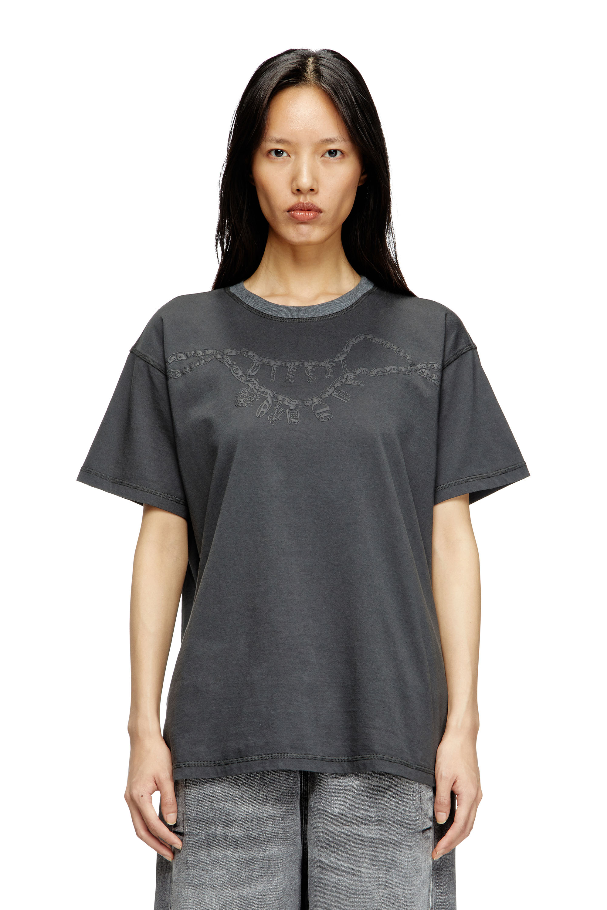 Diesel - T-NORM-HOSHI, T-shirt con stampa collana Unisex in Grigio - 1