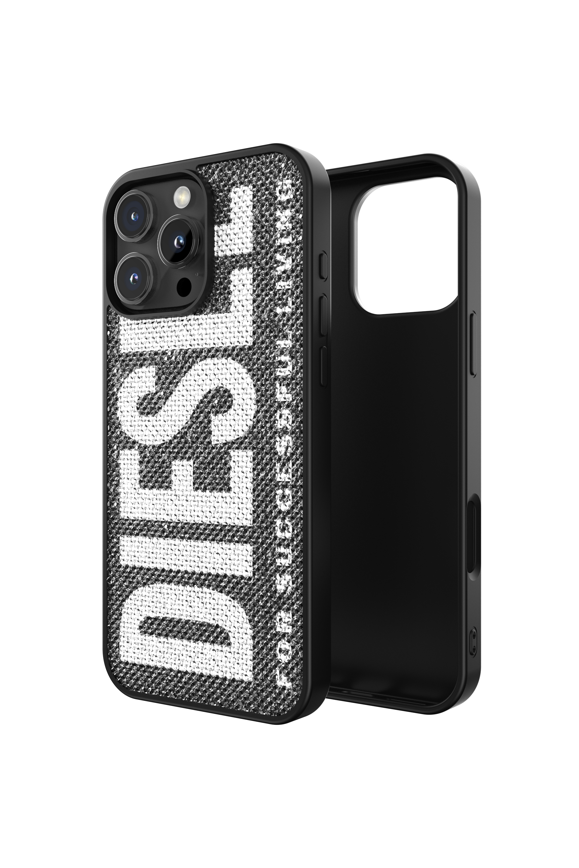 Diesel - 60186 MOULDED CASE, Cover con cristallo Swarovski per iP 16 Pro Max Unisex in Nero - 1