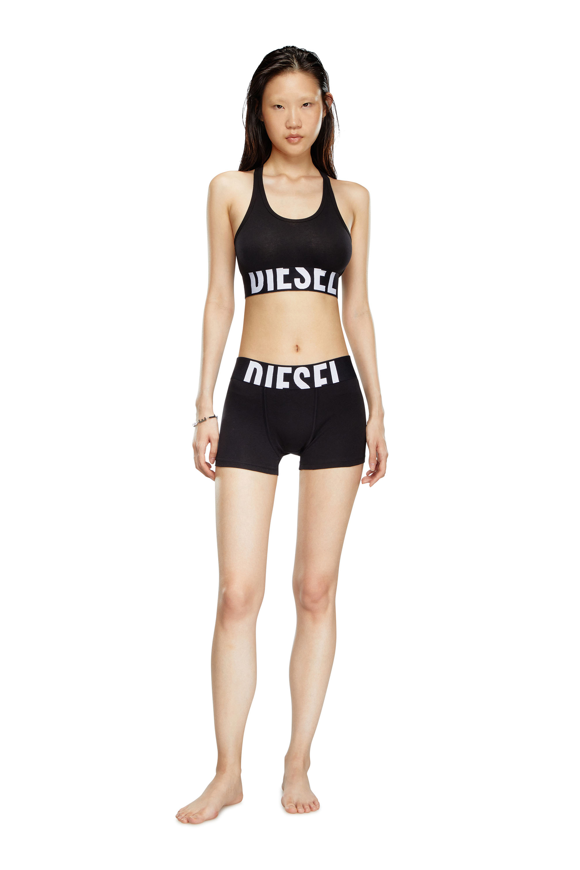 Diesel - UFPN-SPORT-BOY-SHORT-XL-TWOPACK, Set di due culotte con logo tagliato Donna in Nero - 3