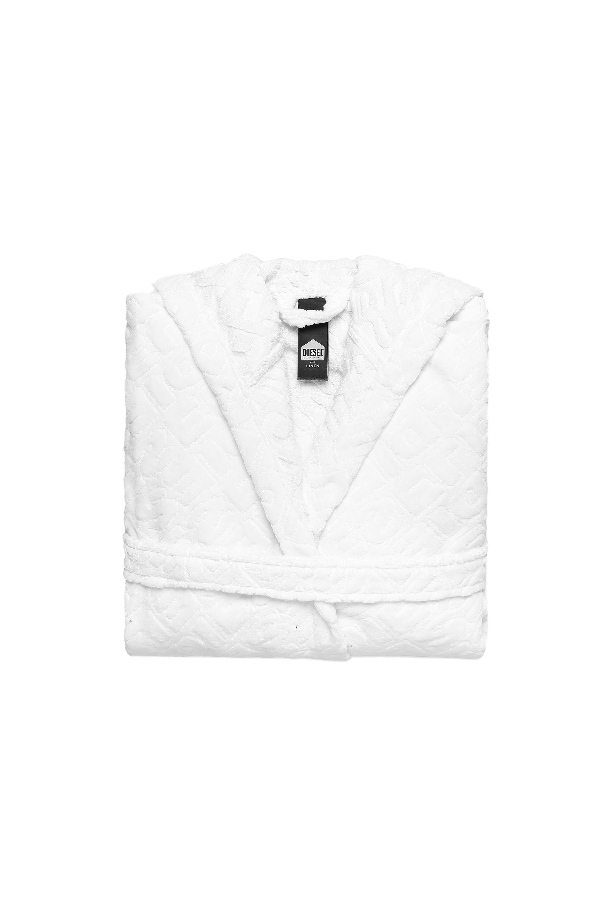 Diesel - ACC  3DLOGO     CAP S/M, Accappatoio con cappuccio 3D LOGO, S/M Unisex in Bianco - 1