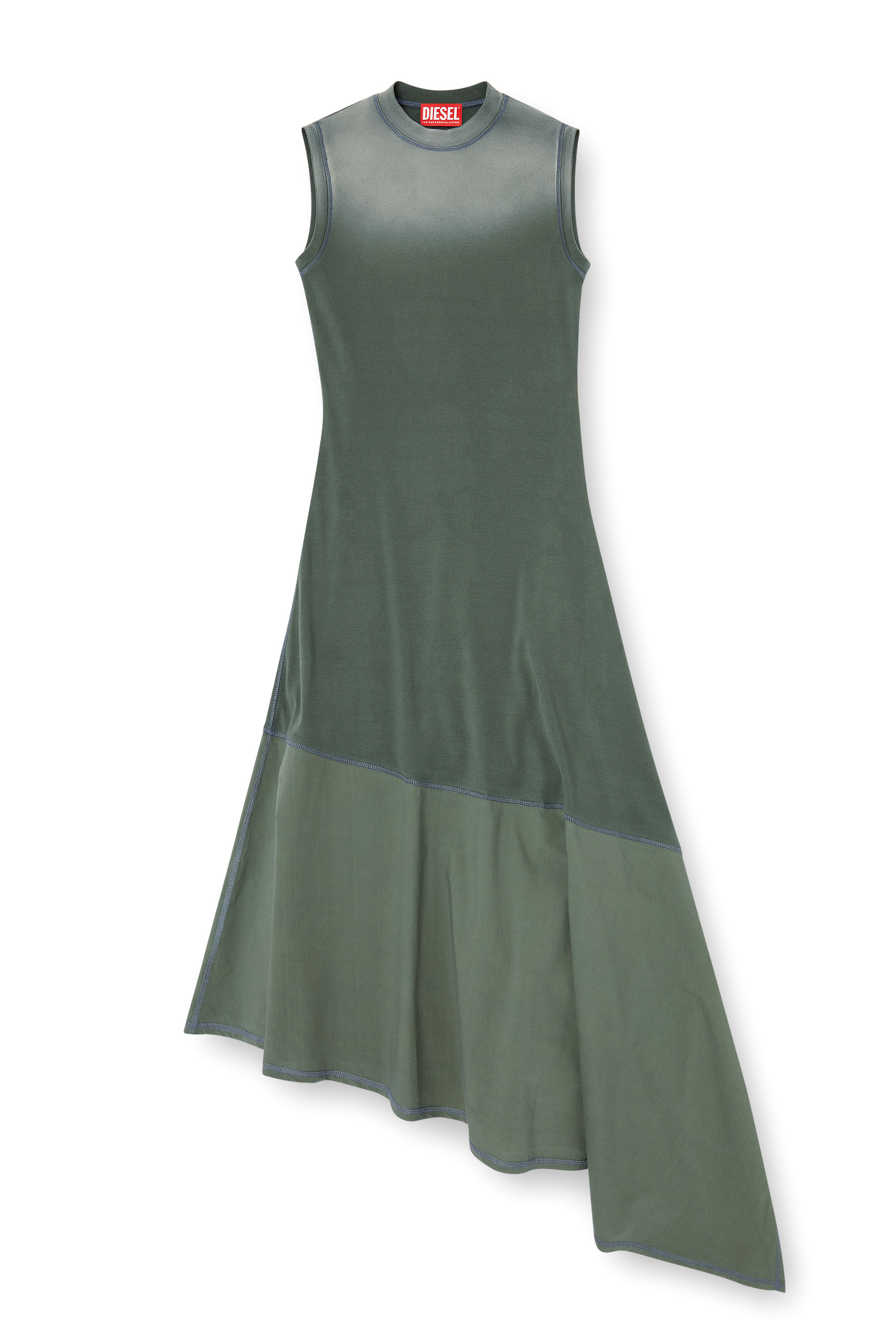 Diesel - D-ELICY, Woman's Asymmetric sleeveless dress in Dark Green - 1