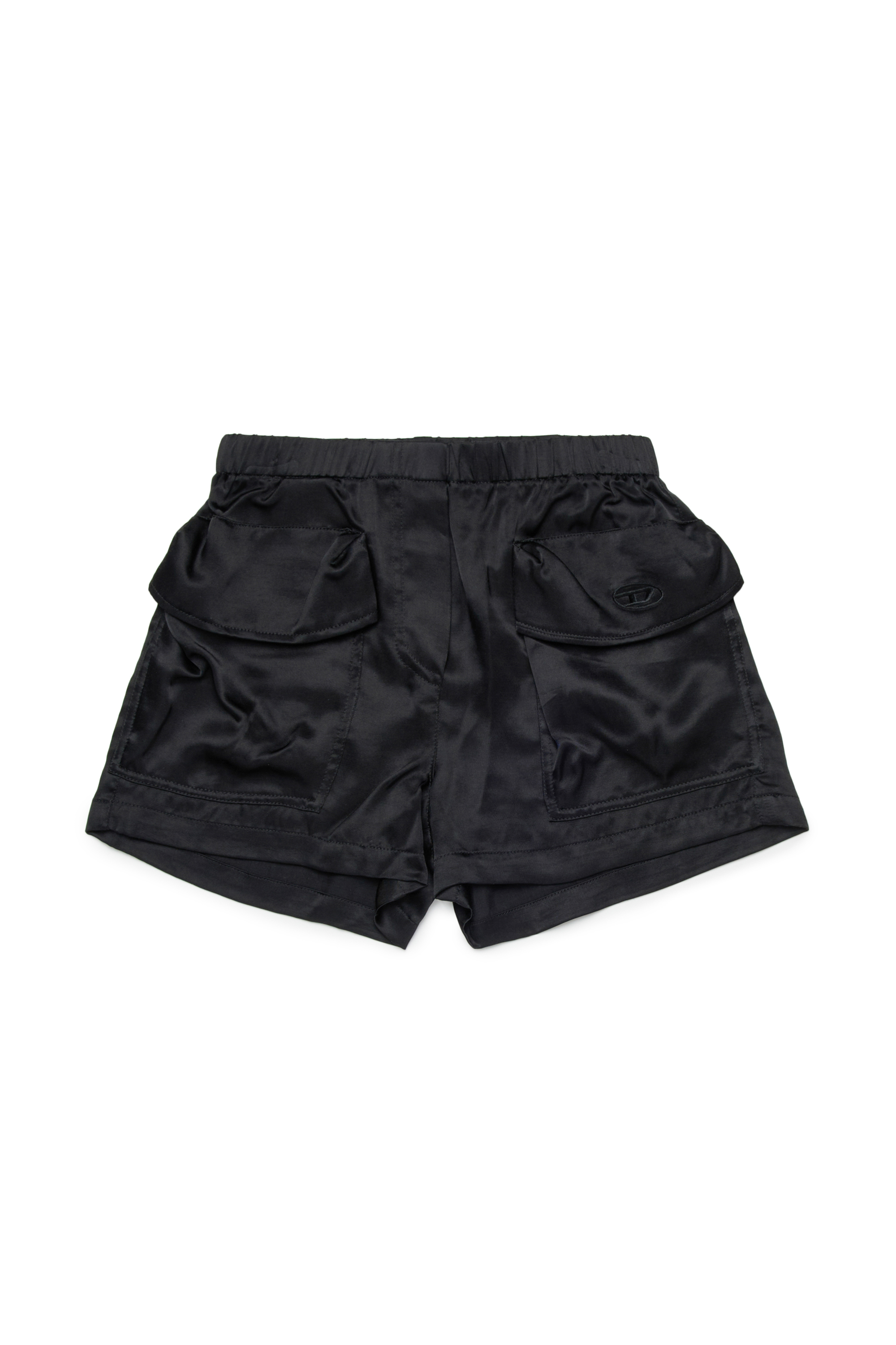 Diesel - PSAFFY, Woman's Satin shorts with patch pockets in Black - 1