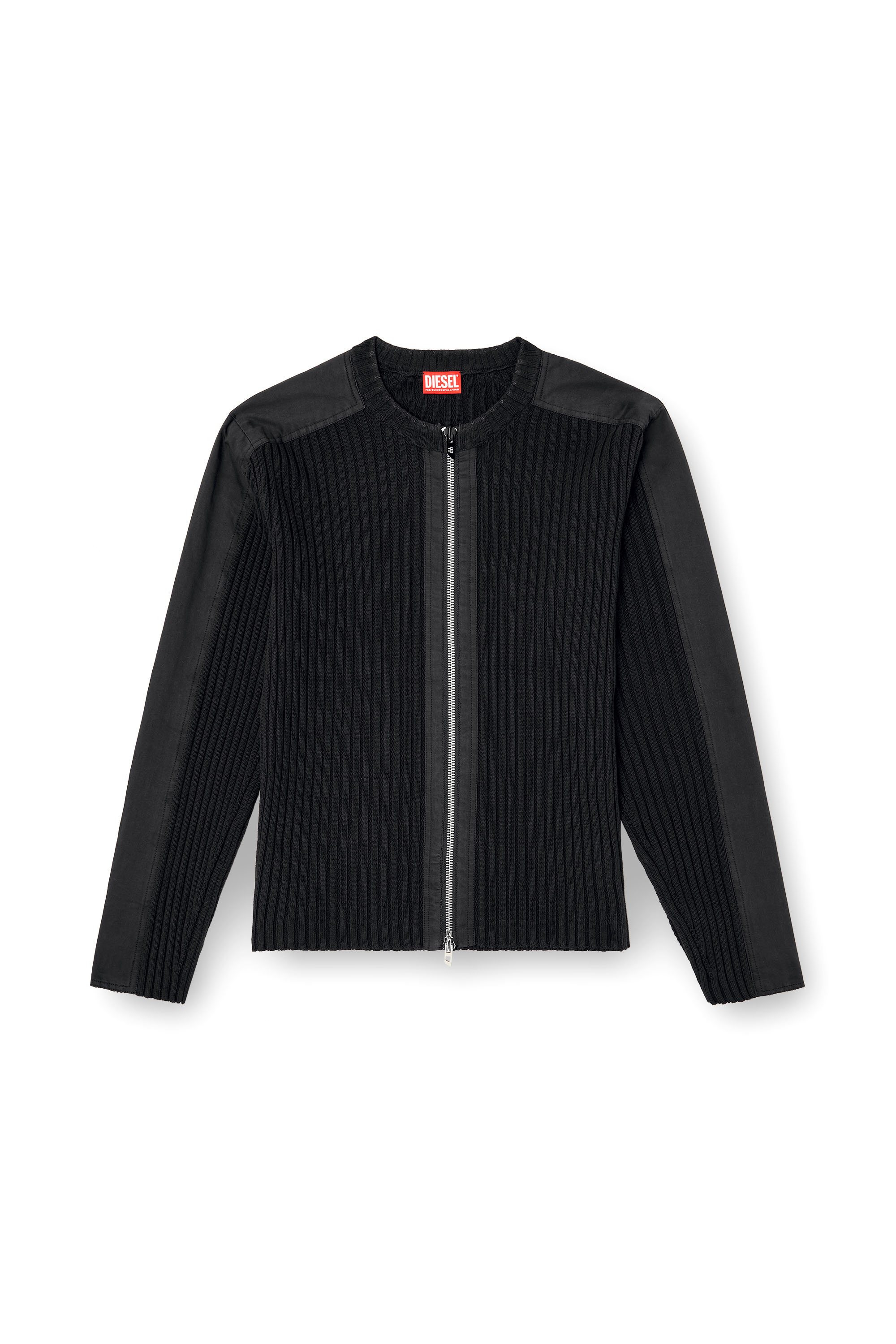 Diesel - K-MATTY, Cardigan con zip e pannelli utility Uomo in Nero - 2
