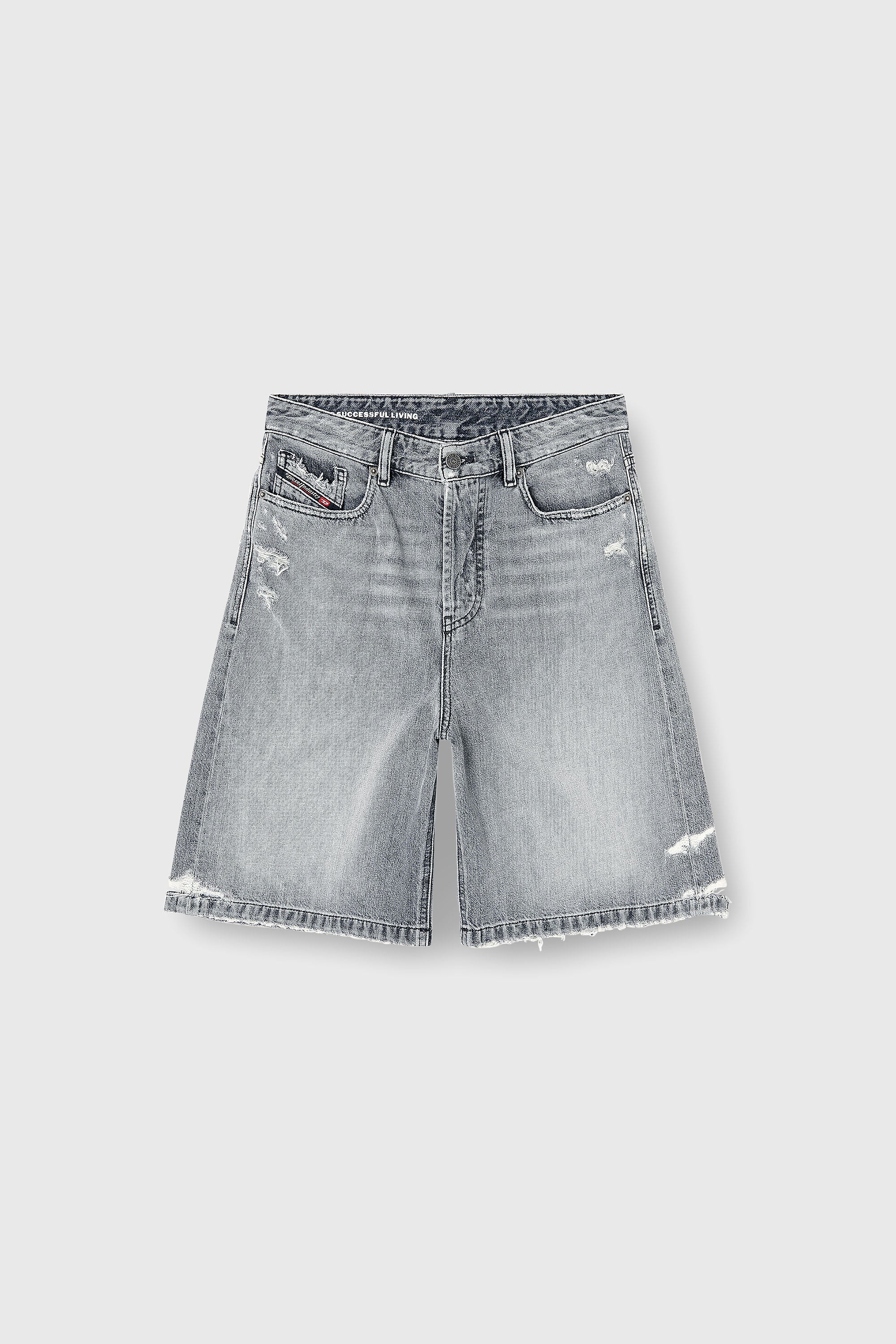 Diesel - DE-SIRE-SHORT, Shorts in denim con orli sfrangiati Donna in Grigio - 2
