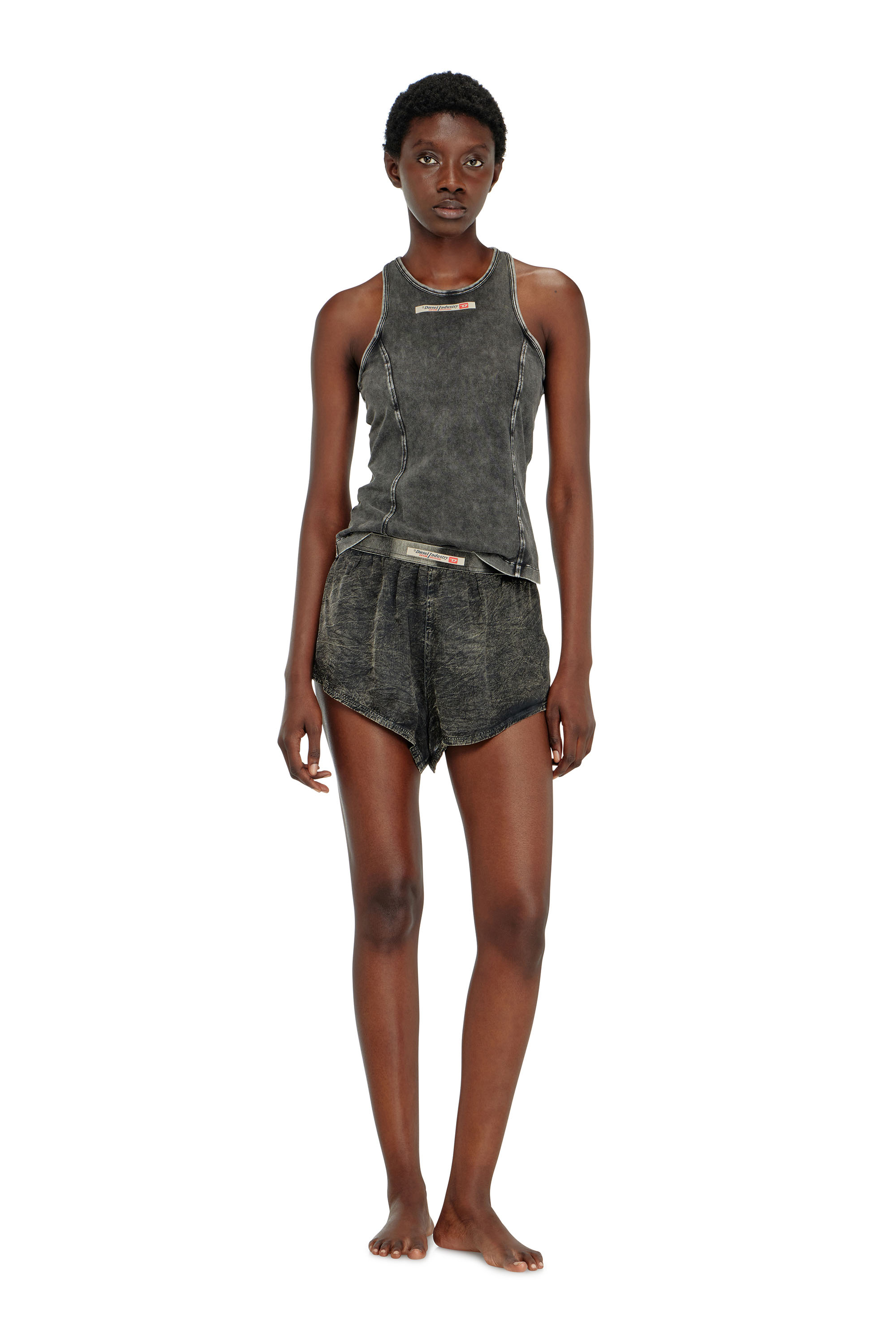 Diesel - IRENE-DNM, Canotta in cotone con effetto lavorato Donna in Grigio - 1