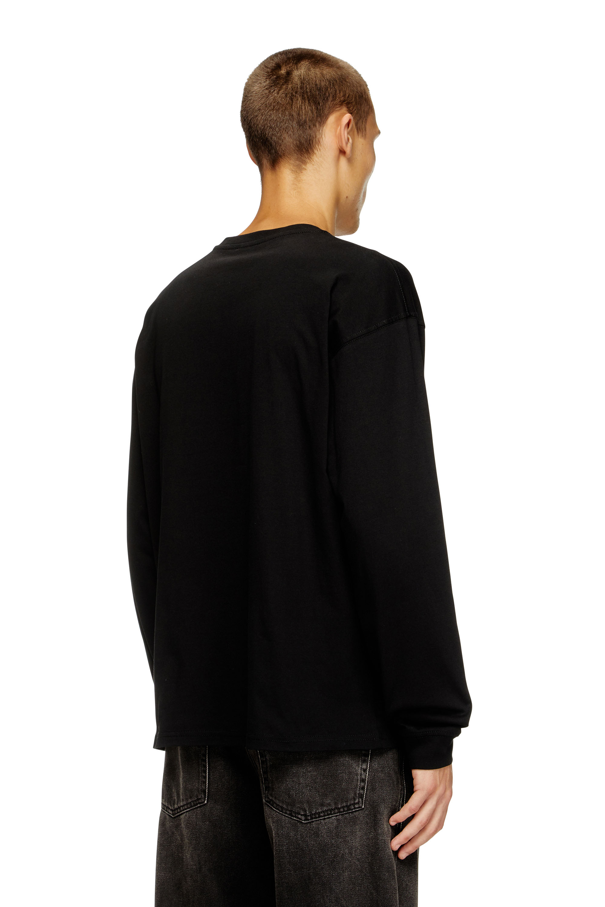 Diesel - T-BOXT-LS-D, T-shirt a maniche lunghe con patch D Unisex in Nero - 4