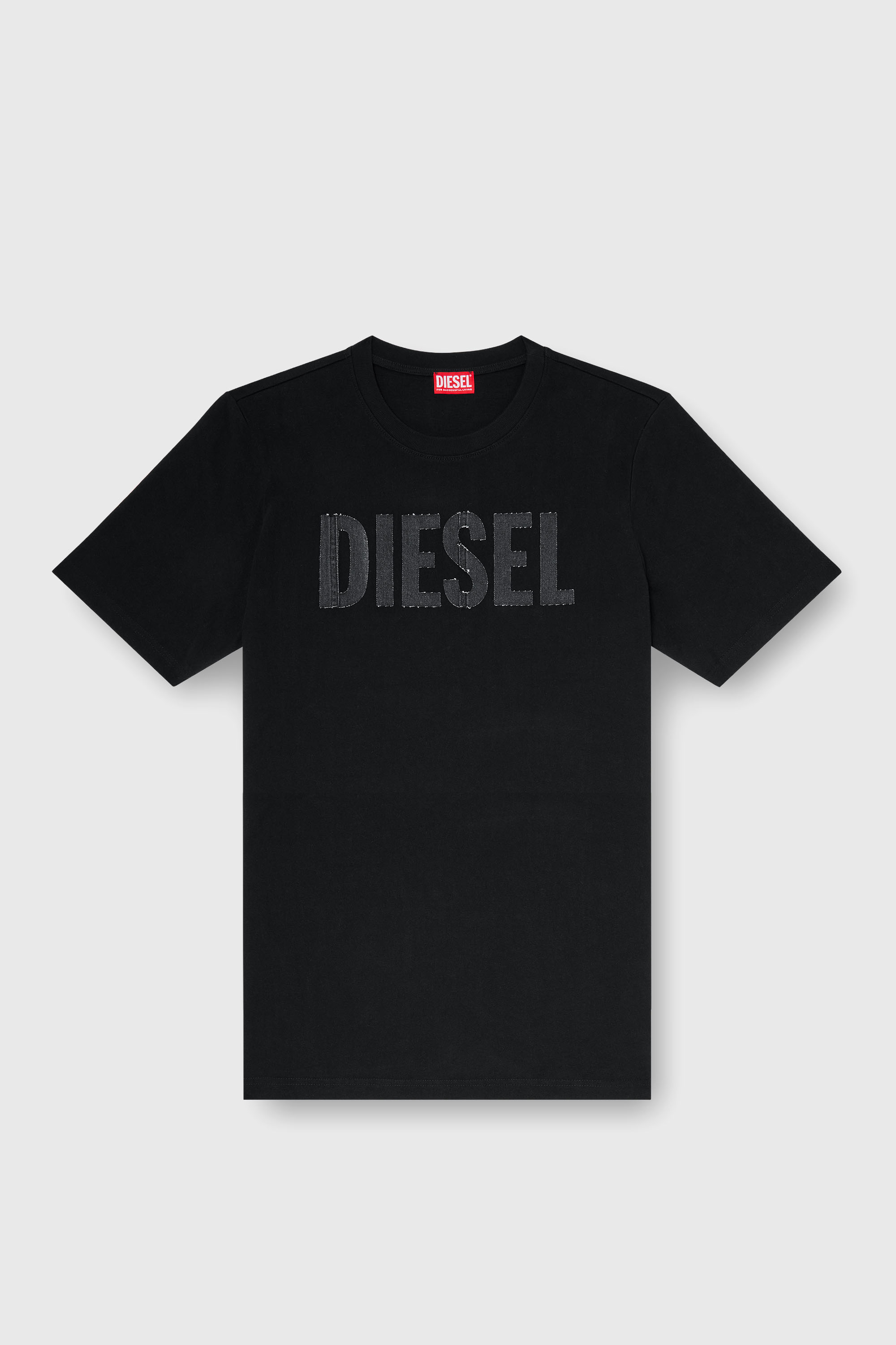 Diesel - T-JUST-APP-T92, T-shirt in cotone con stampa logo Diesel tono su tono Uomo in Nero - 2