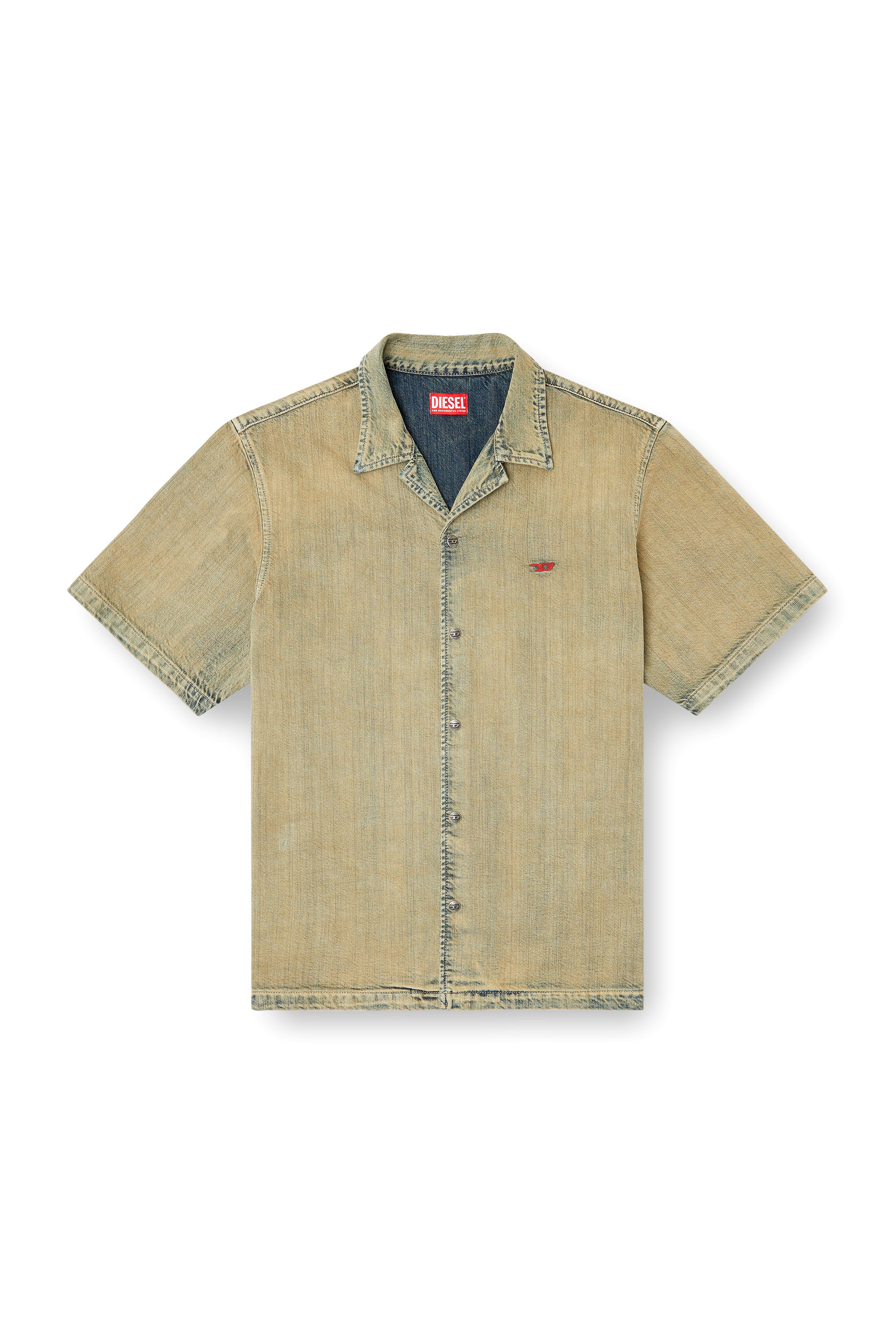 Diesel - D-NABIL-D, Camicia bowling in denim gold-brush Uomo in Beige - 4