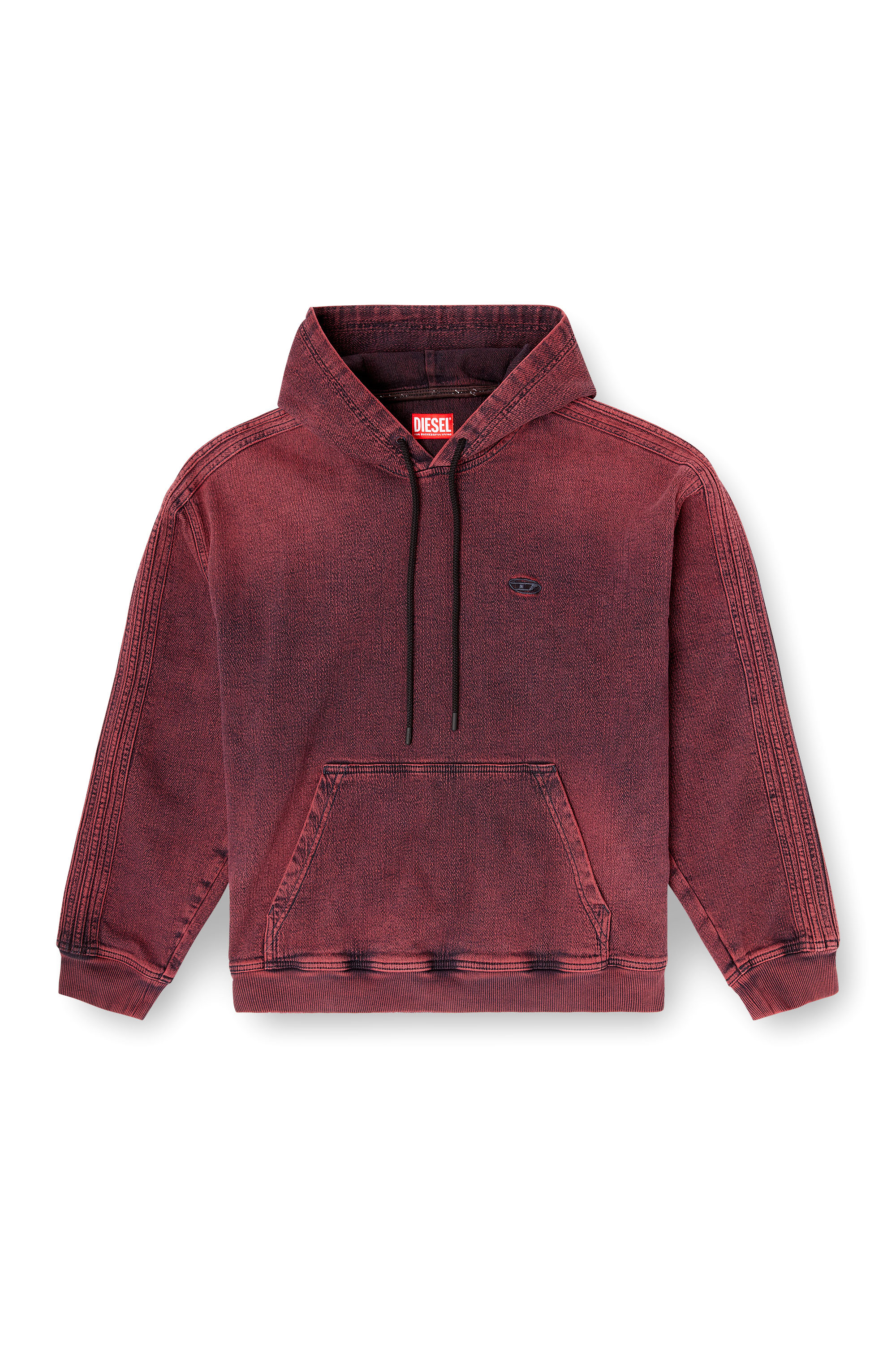 Diesel - D-UM-RIB-HORSE, Felpa in track denim con logo Uomo in Rosso - 3