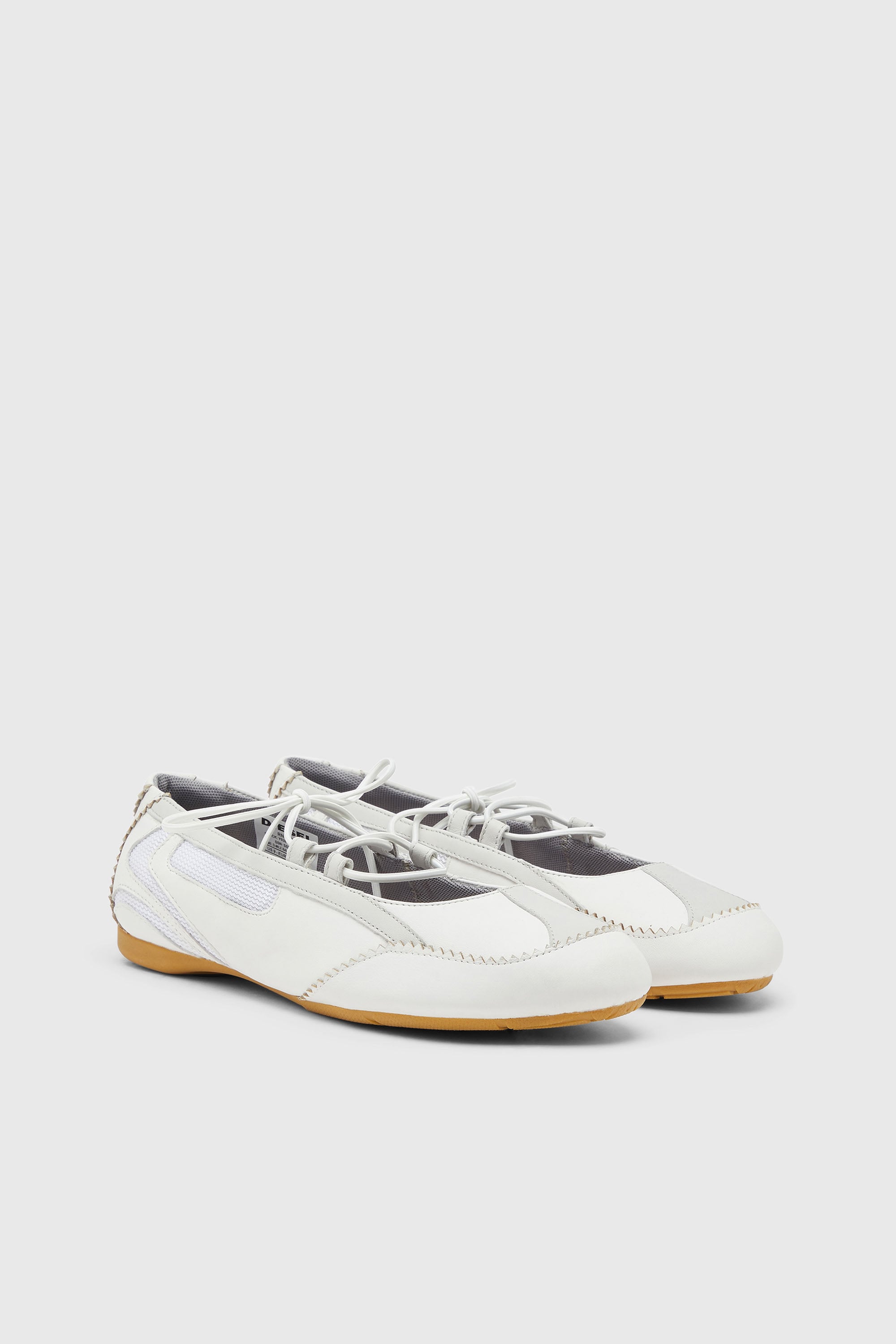 Diesel - D-MILE BALLERINA LACE UP W, D-Mile-Ballerine stringate in pelle e mesh Donna in Bianco - 2