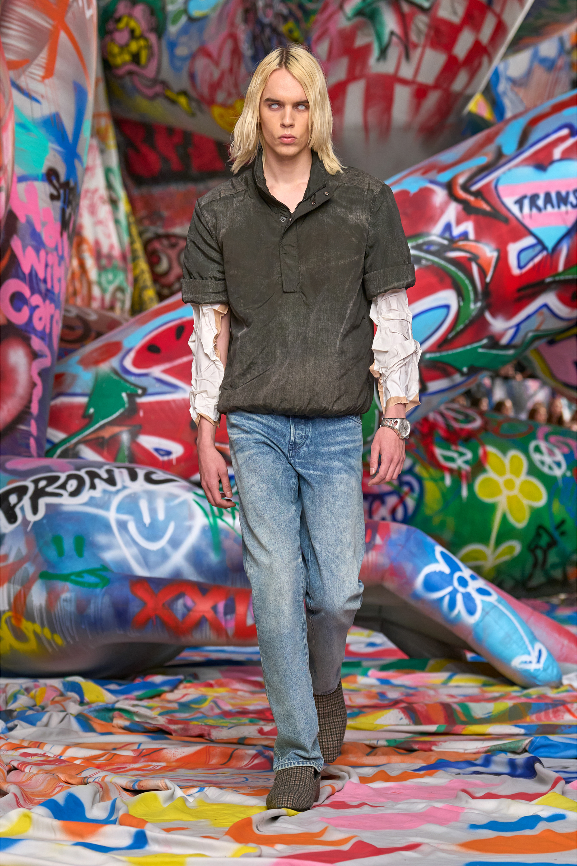 Diesel - J-VALOIS, Giacca a maniche corte con nylon effetto denim Uomo in Nero - 6