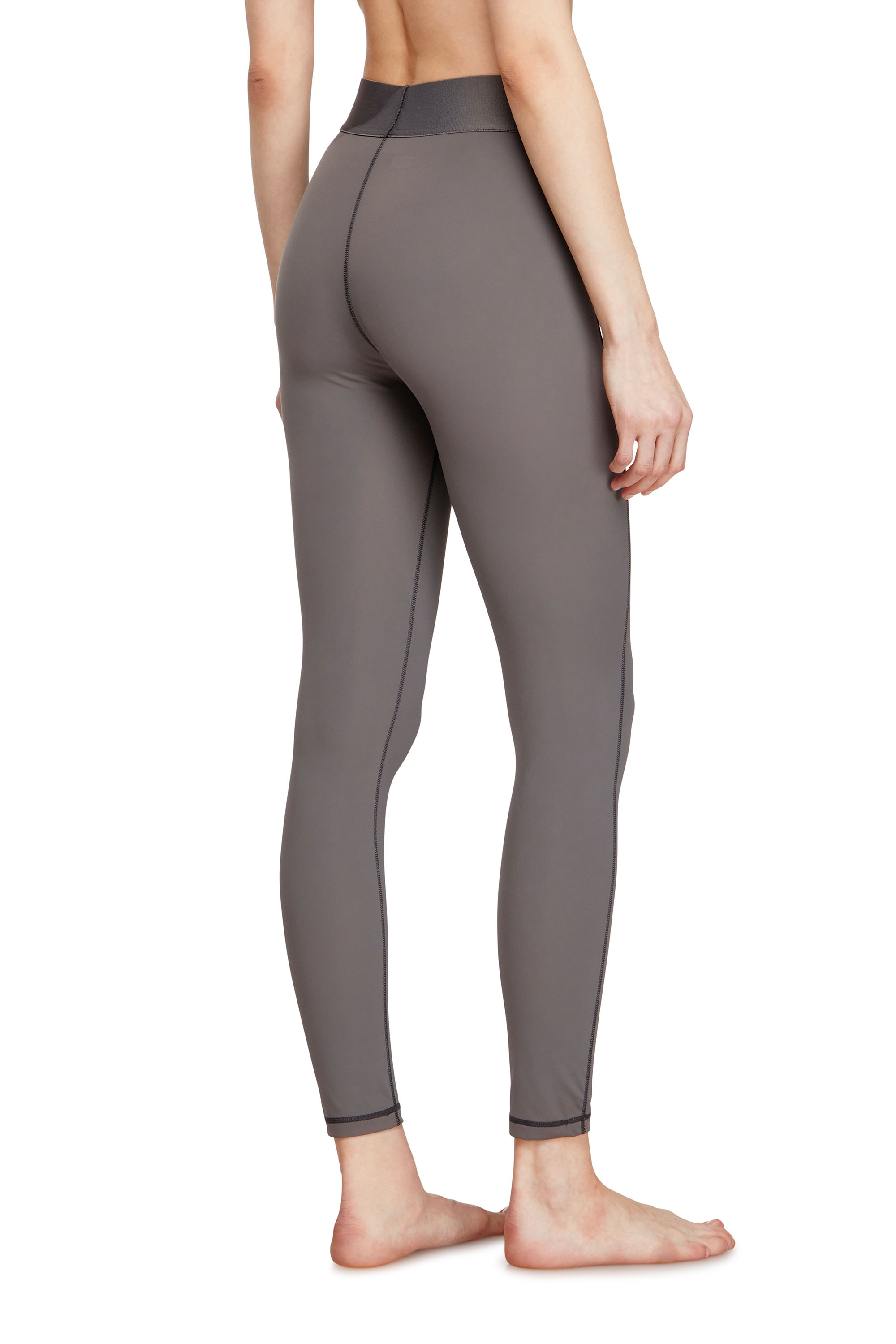 Diesel - ADELINE-D-POP, Leggings in microfibra con logo tagliato Donna in Grigio - 3