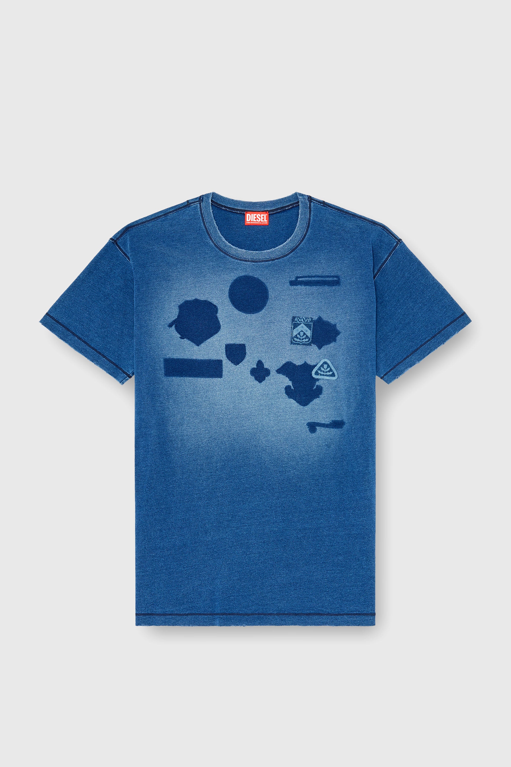 Diesel - T-NOX, T-shirt con patch effetto ombra Uomo in Blu - 2