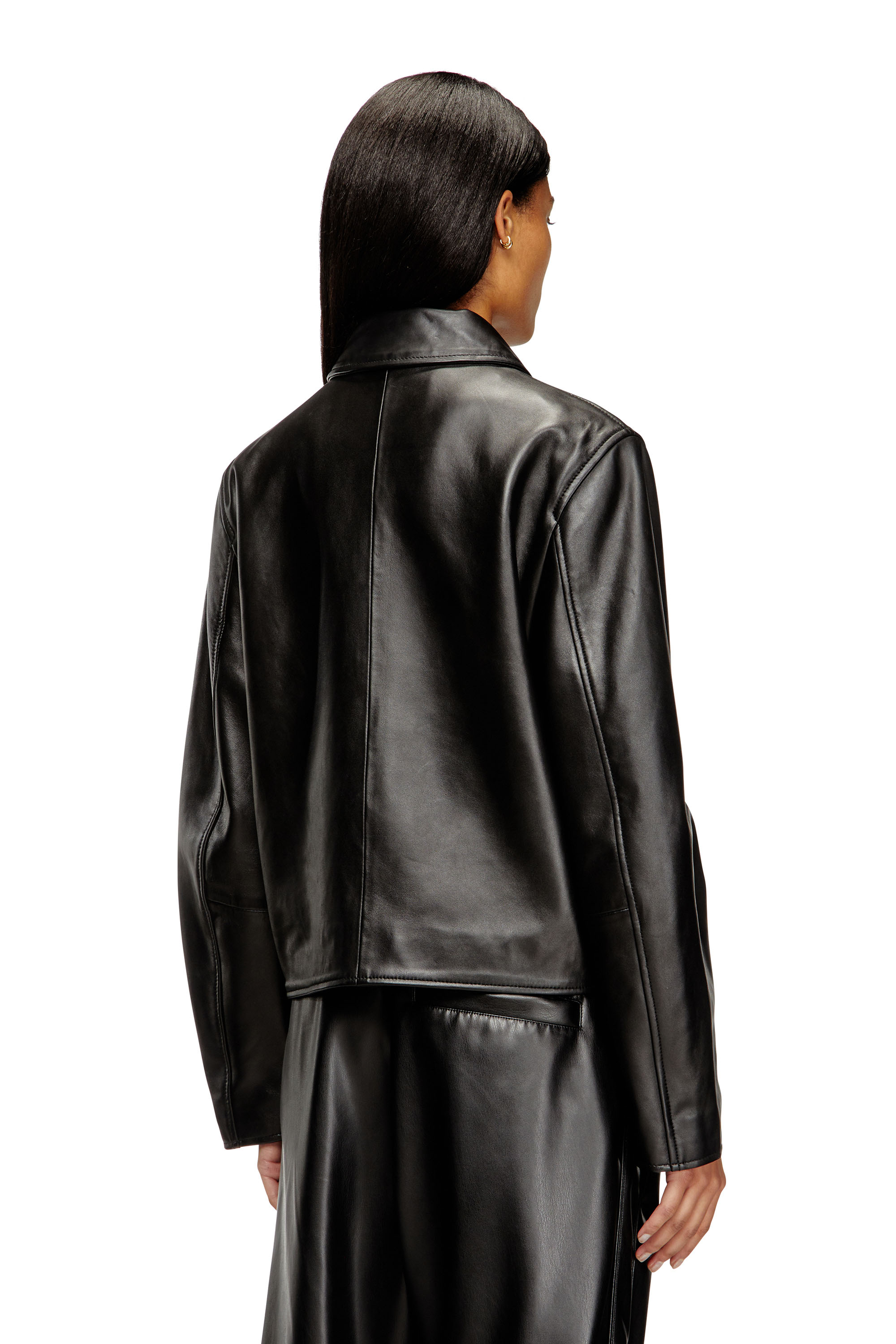Diesel - L-AMAR-FEM-S2, Giacca coach in pelle Donna in Nero - 4