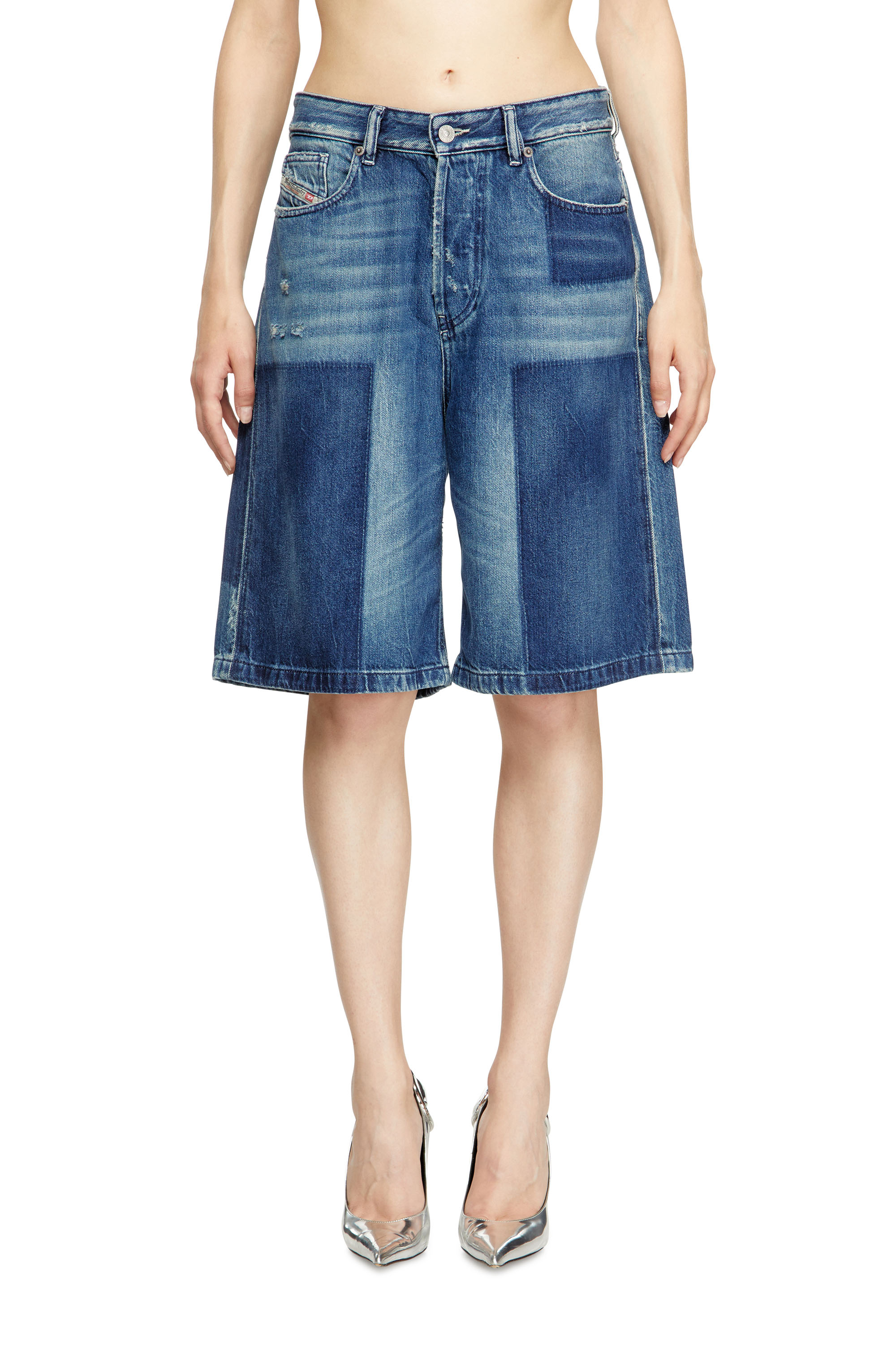 Diesel - DE-SIRE-SHORT, Short in denim a contrasto di colore Donna in Blu - 1