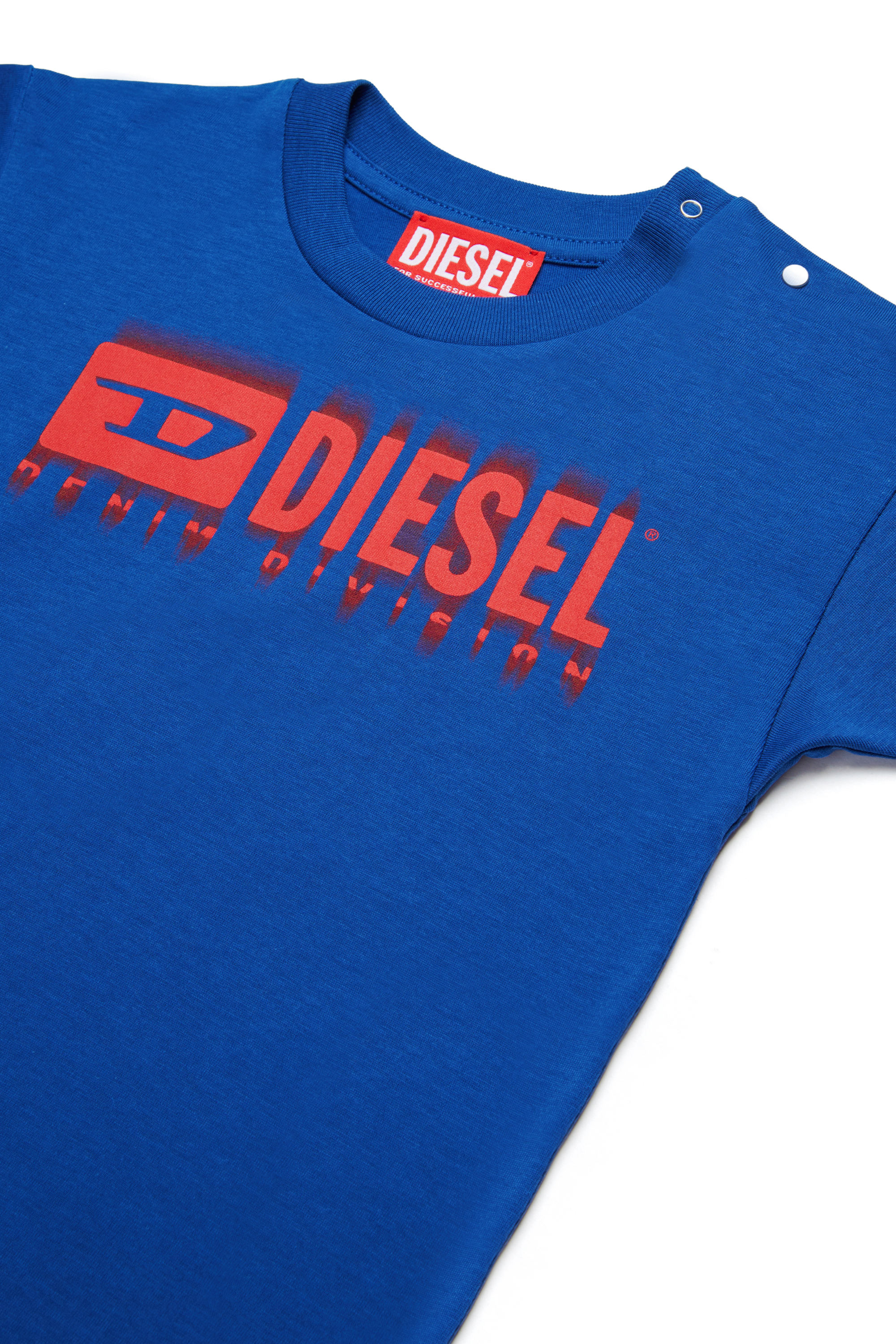 Diesel - TDIEGORL6MAB, T-shirt con logo sbavato Unisex in Blu - 3