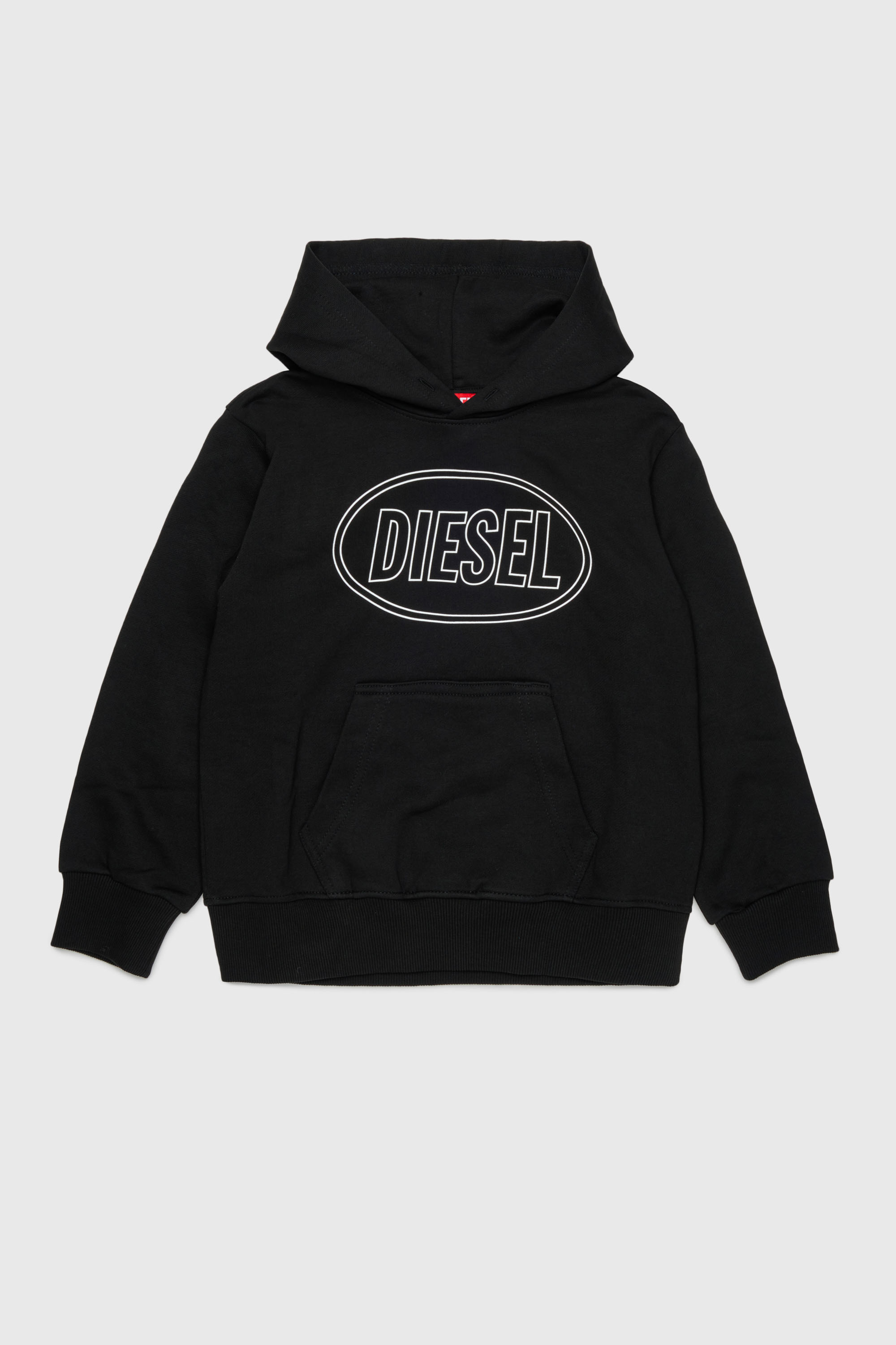 Diesel - SCIRCLEHOOD OVER, Felpa con stampa del logo Diesel Uomo in Nero - 1