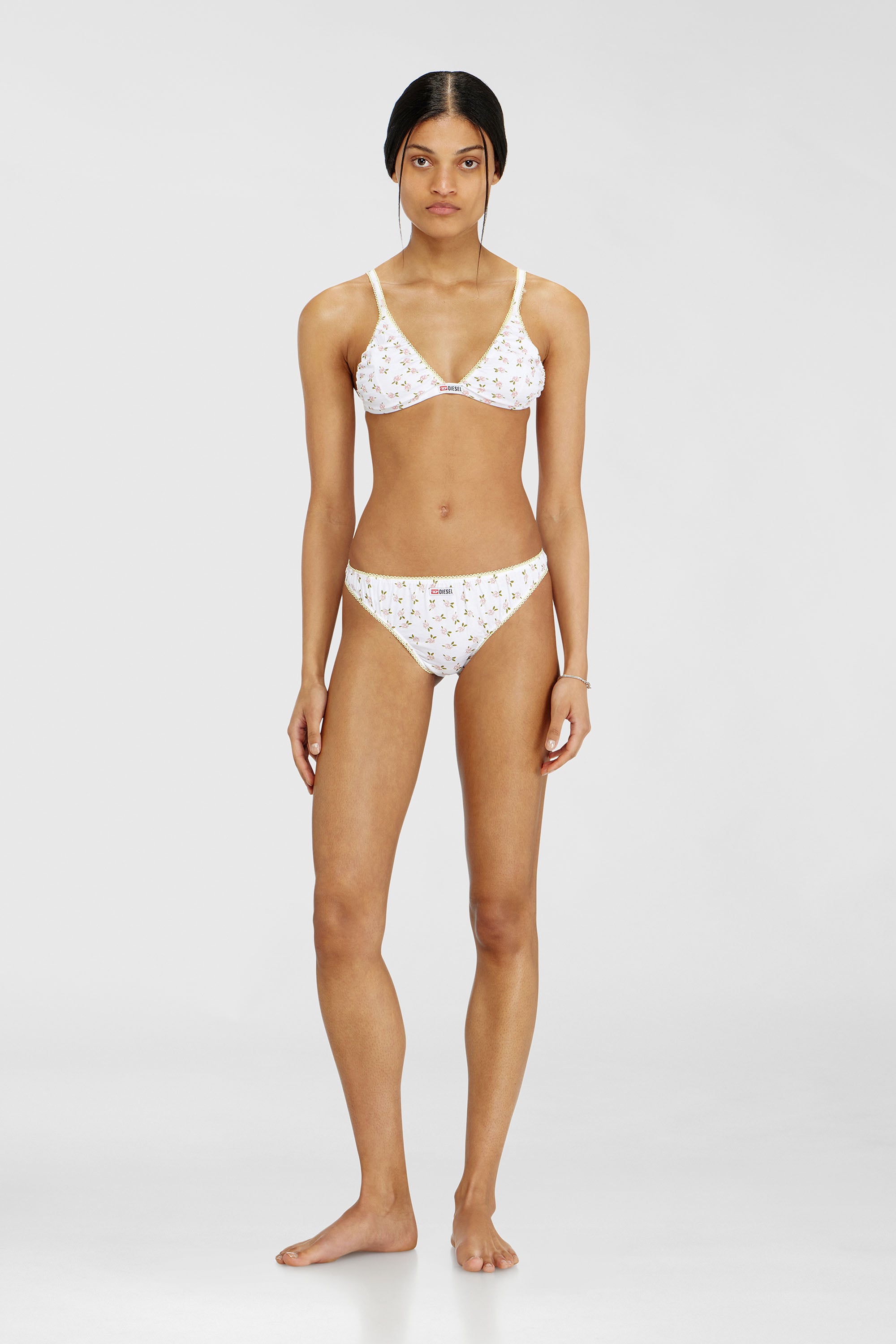 Diesel - JANA-D-CORE, Reggiseno a triangolo in cotone con stampa floreale all-over Donna in Bianco - 2