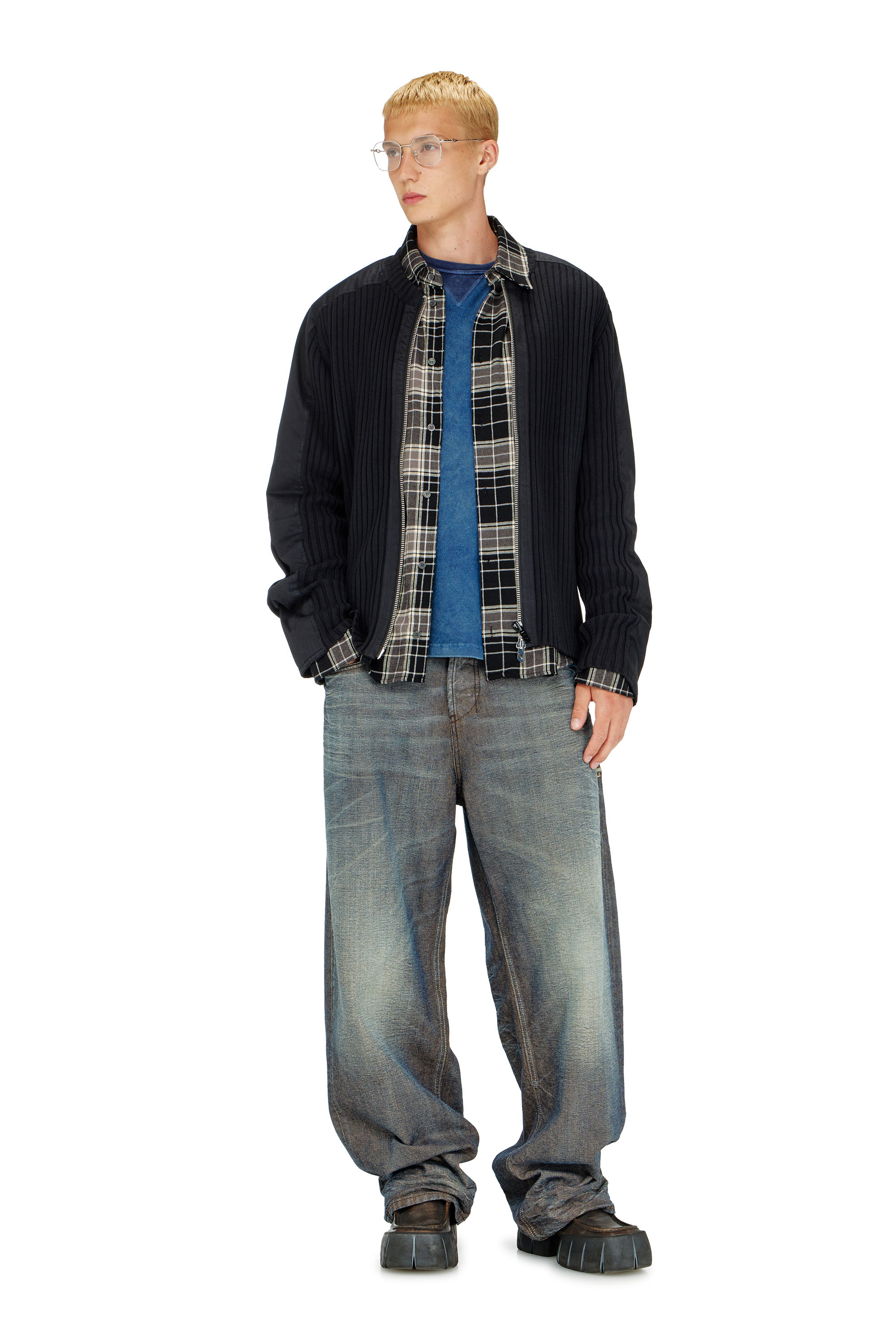 Diesel - K-MATTY, Cardigan con zip e pannelli utility Uomo in Nero - 1