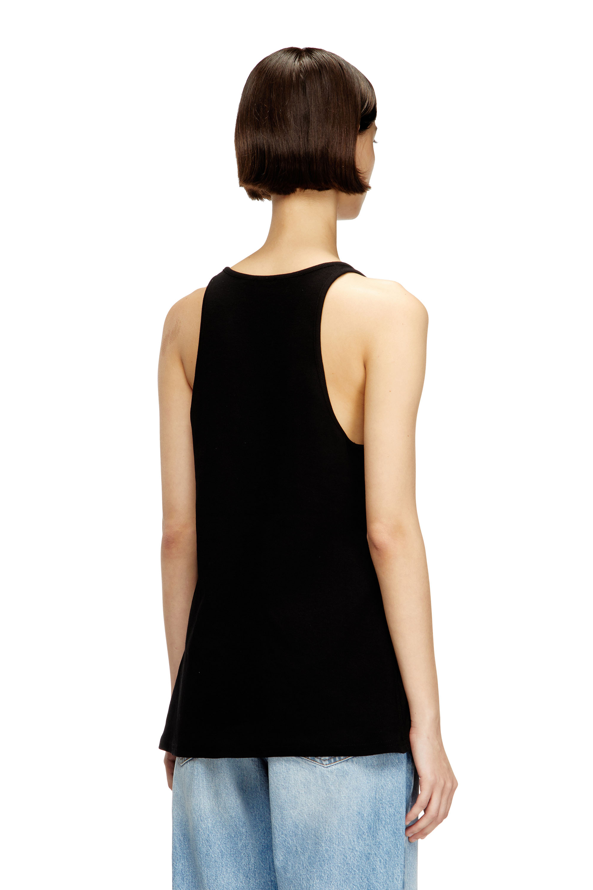 Diesel - T-IPSYA-LKDS, Canotta a costine con Oval D Donna in Nero - 4