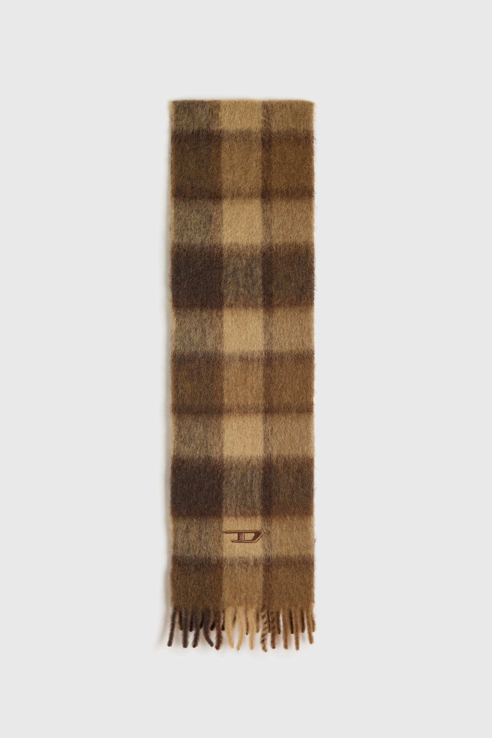 Diesel - S-IPON, Sciarpa a quadri in alpaca e mohair blend Unisex in Marrone - 1