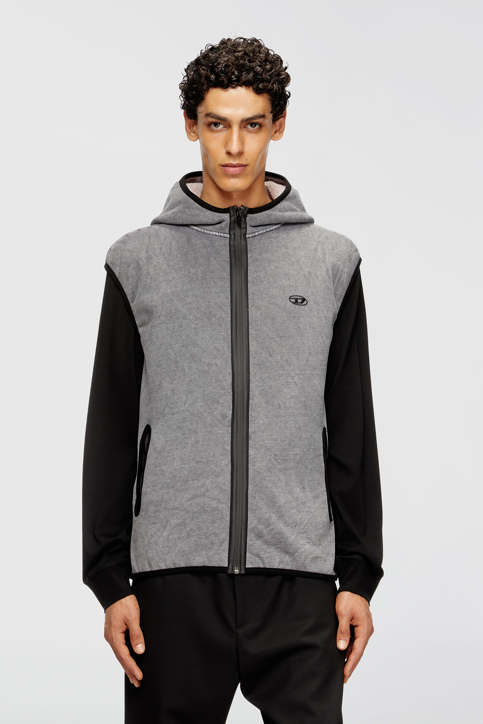 Diesel - S-HAKY-NEW, Hoodie senza maniche con zip Uomo in Grigio - 3
