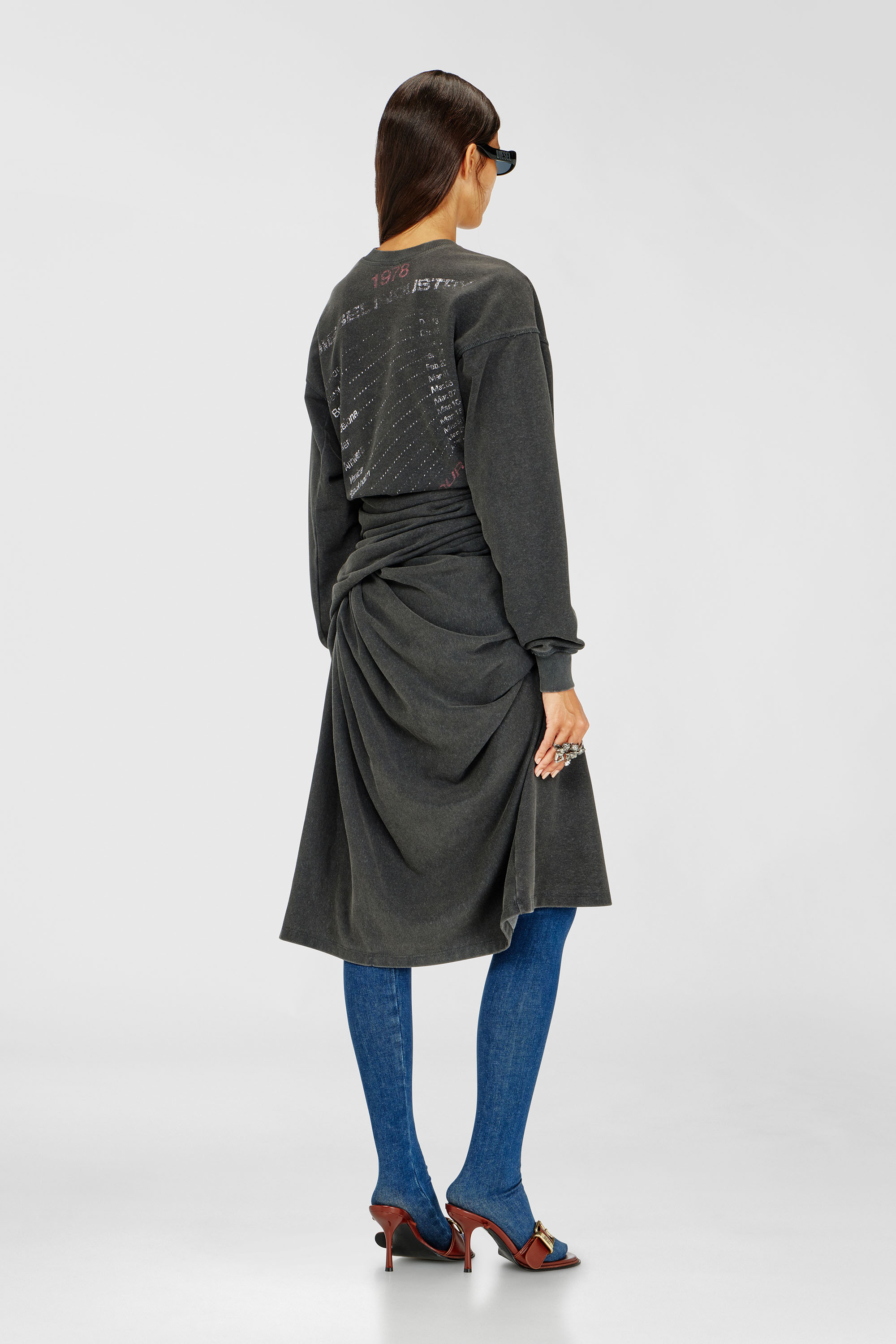 Diesel - D-NENCY, Abito in felpa con grafiche concerto Donna in Nero - 4