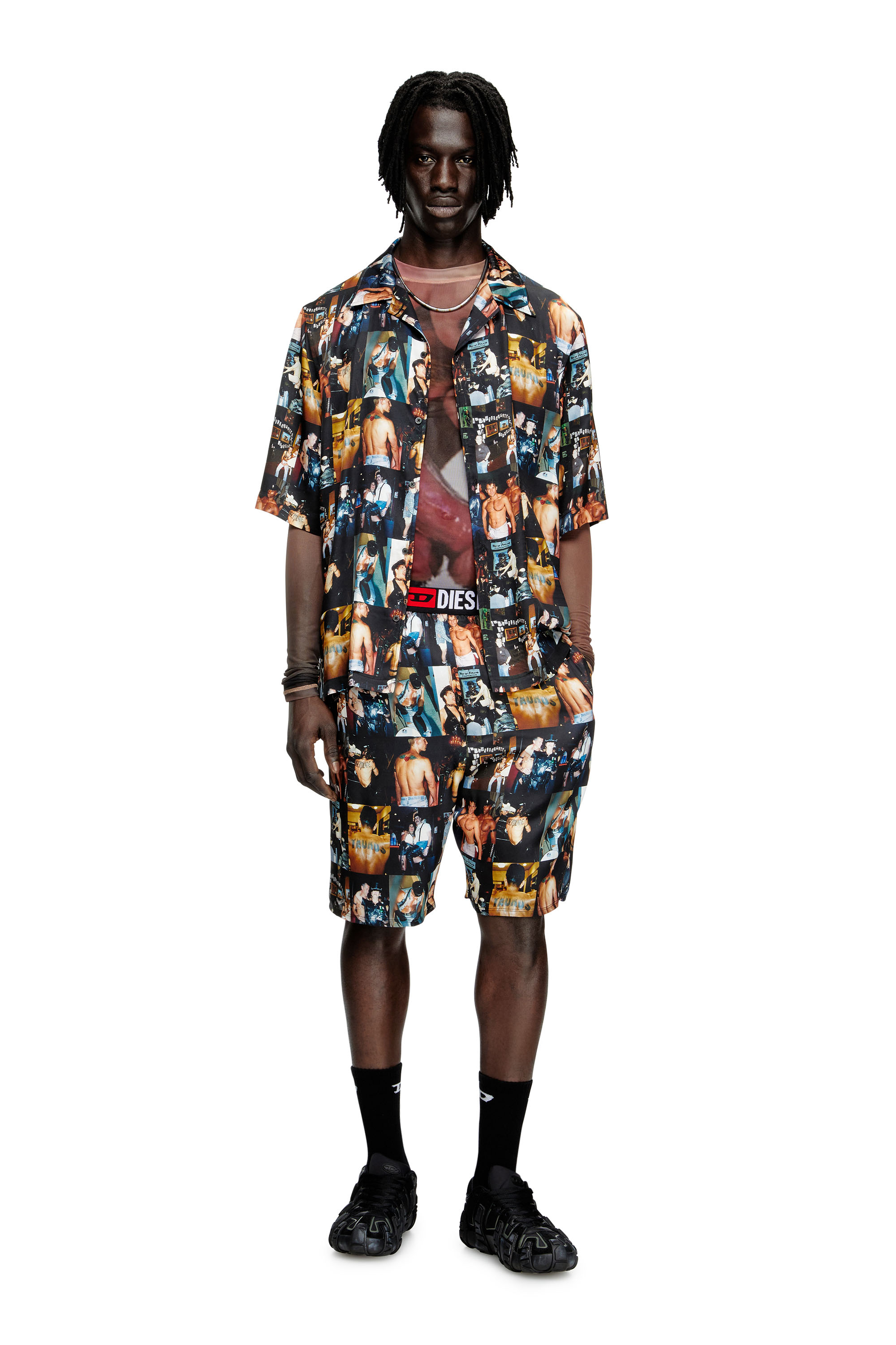 Diesel - PR-P-TOLL-SHOR-TOM25, Camicia bowling con stampe grafiche Unisex in Nero - 3