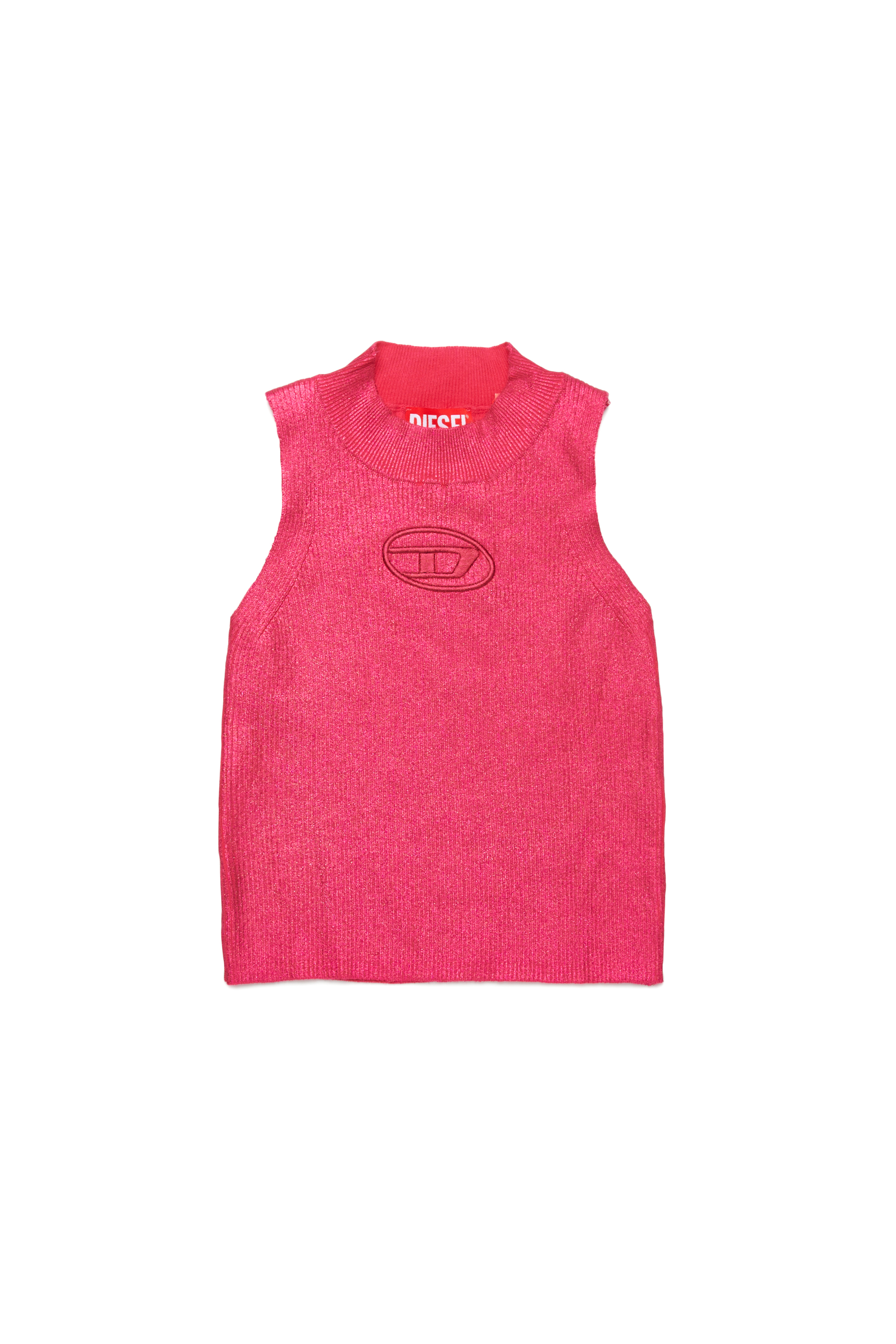 Diesel - KMONERVAXTOP, Tank top in maglia a coste metallizzata Donna in Rosa - 1