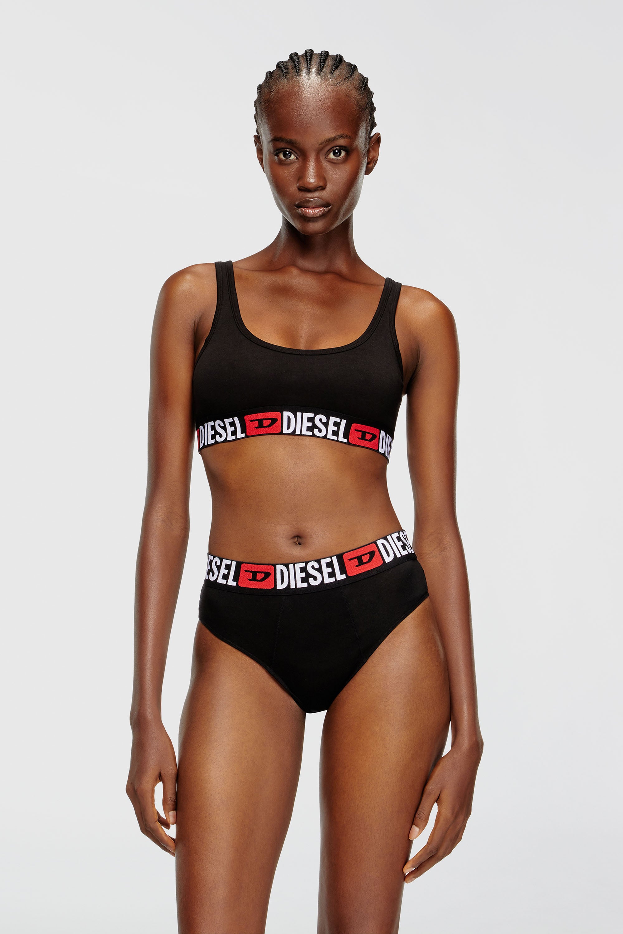 Diesel - UFSB-ORIBA, Bralette con fascia logata Donna in Nero - 1