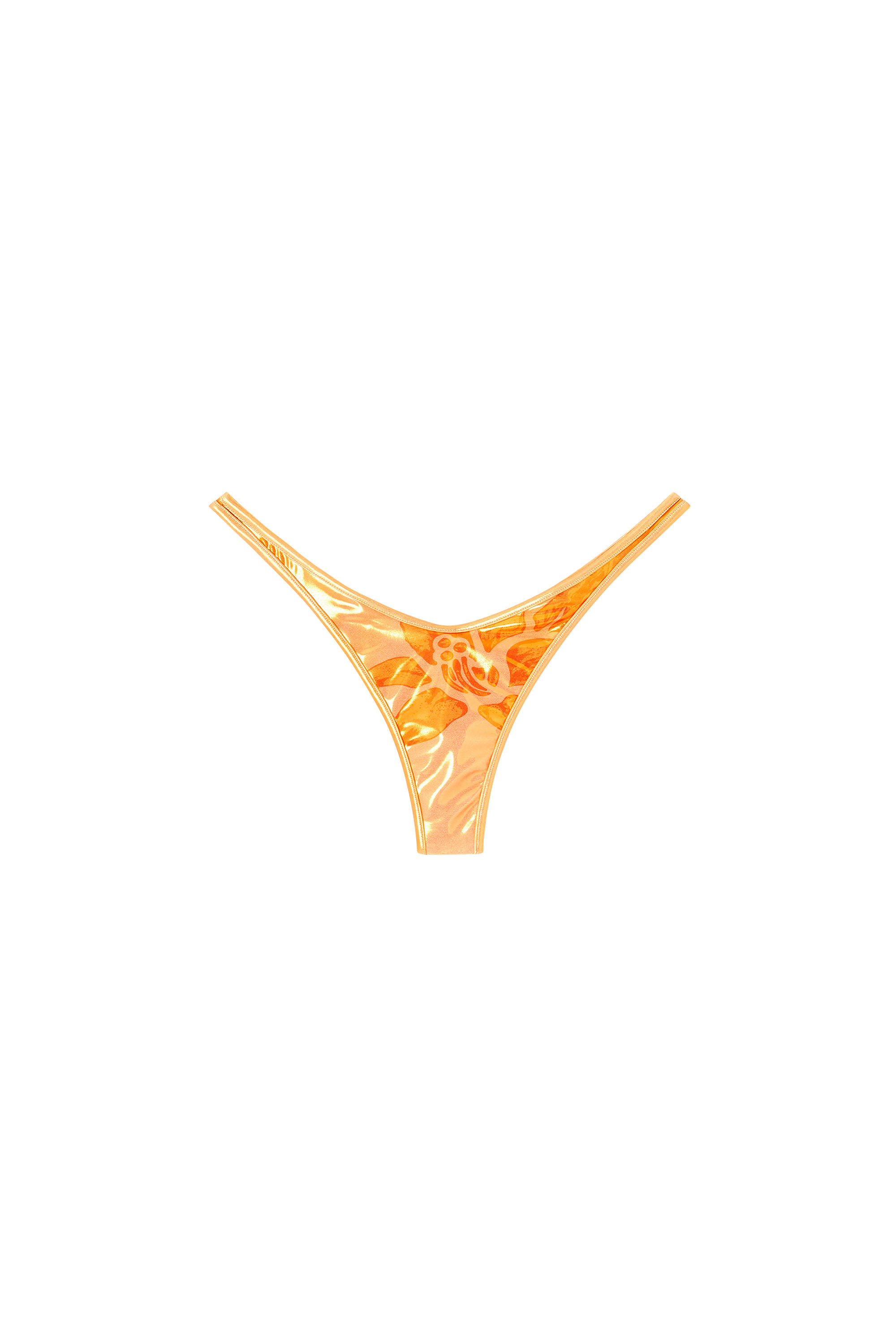 Diesel - MICRO-PUNCHY-D-CORE, Perizoma bikini metallizzato stampa lotus Donna in Arancione - 4