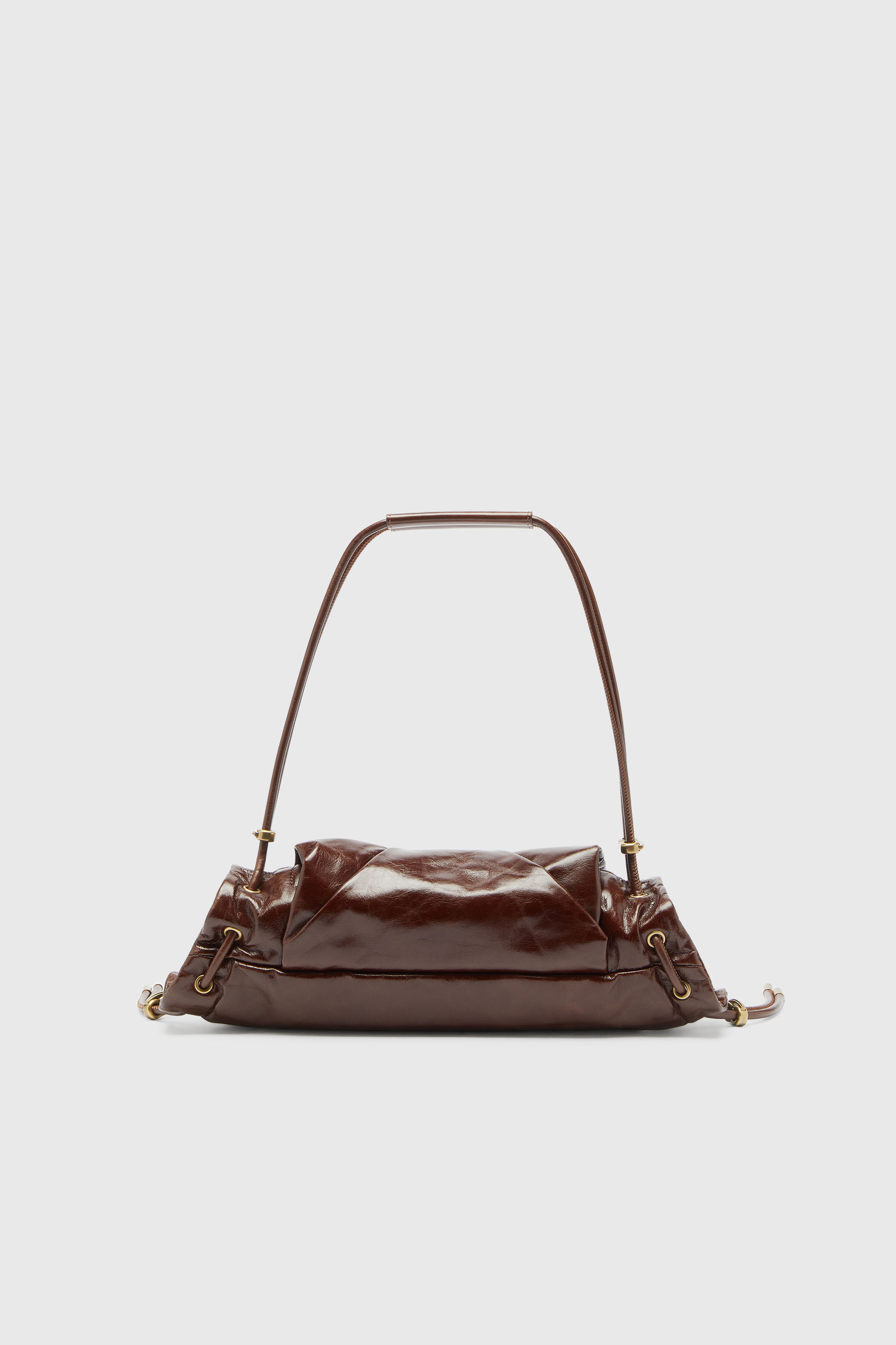 Diesel - SCRUNCH-D SHOULDER S, Scrunch-D-Borsa a spalla piccola arricciata in pelle lucida Donna in Marrone - 2