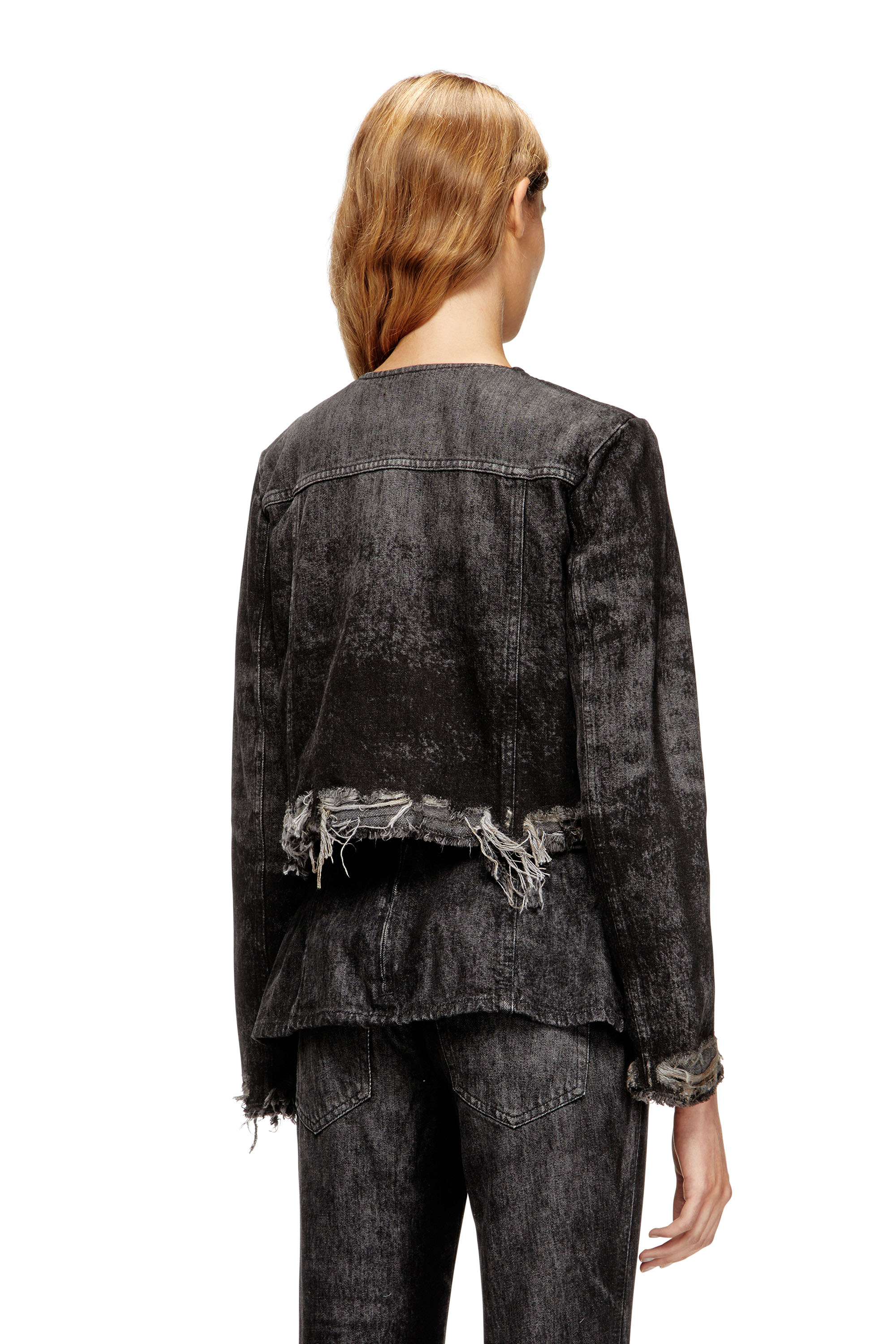 Diesel - DE-GRAFFY-FSH, Giacca in denim cotone-canapa laserato Donna in Nero - 4