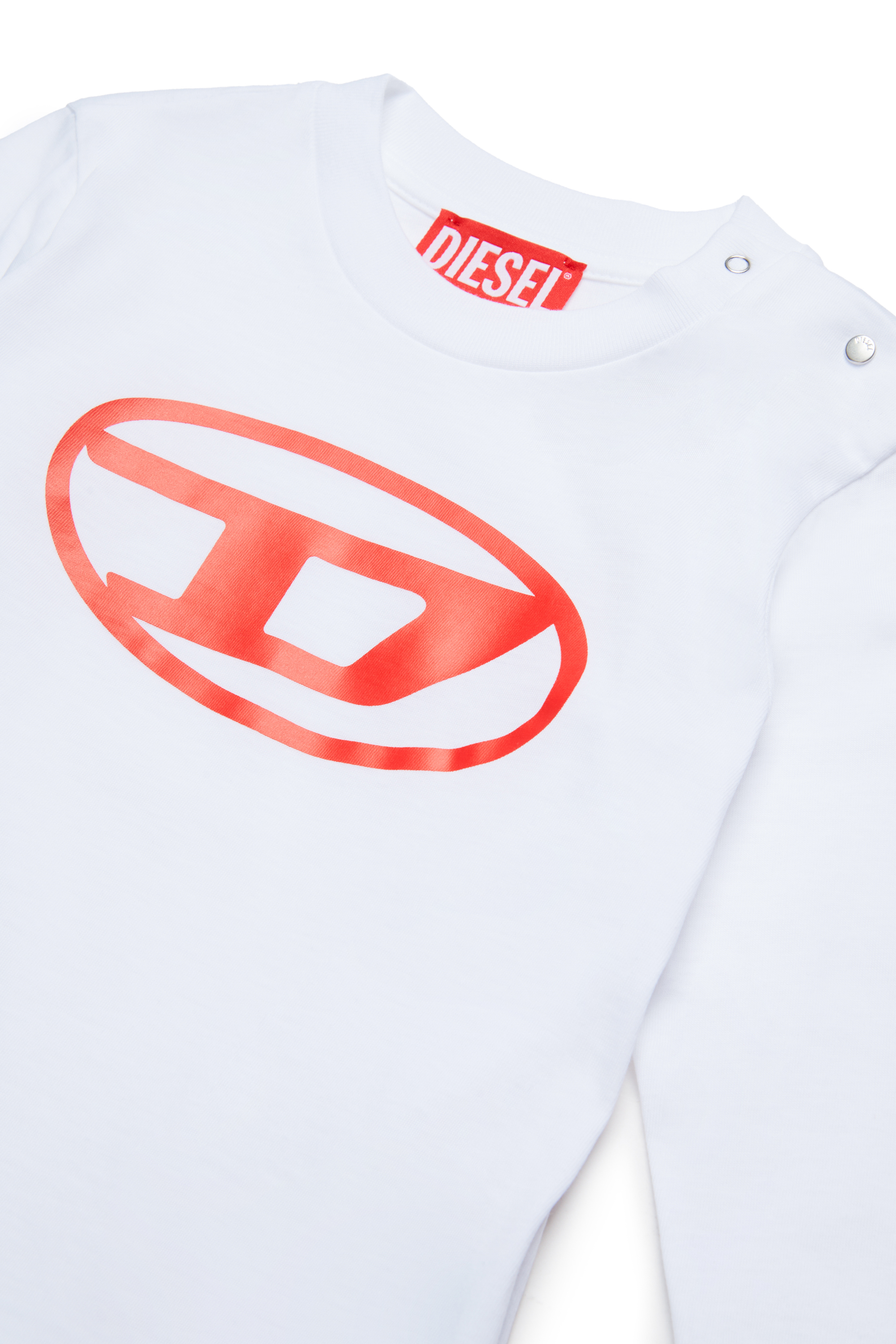 Diesel - TCERBLSB, Maglia a maniche lunghe con logo Oval D Unisex in Bianco - 3