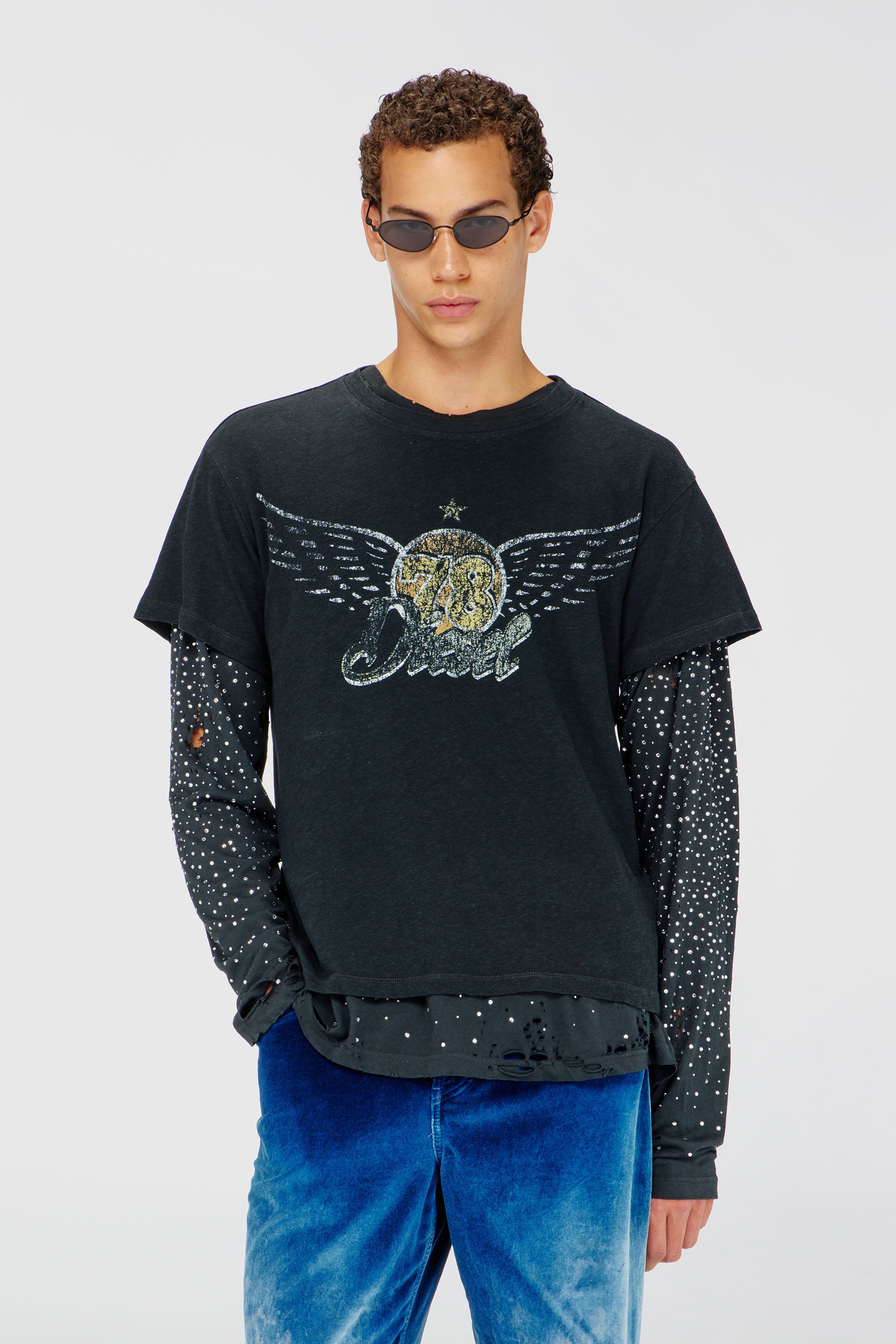 Diesel - T-GERIO-A, T-shirt in cotone-canapa con grafica concerti Uomo in Nero - 1
