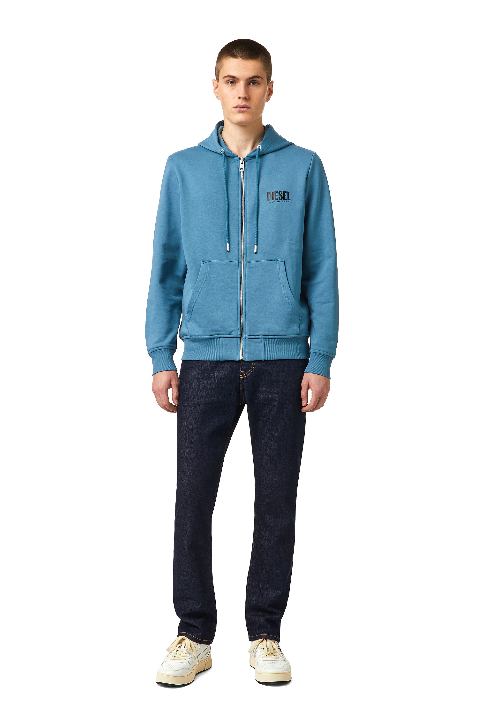 S-GIRK-HOOD-ZIP-ECOL, Blu Diesel - S-GIRK-HOOD-ZIP-ECOL, Blu - Image 1