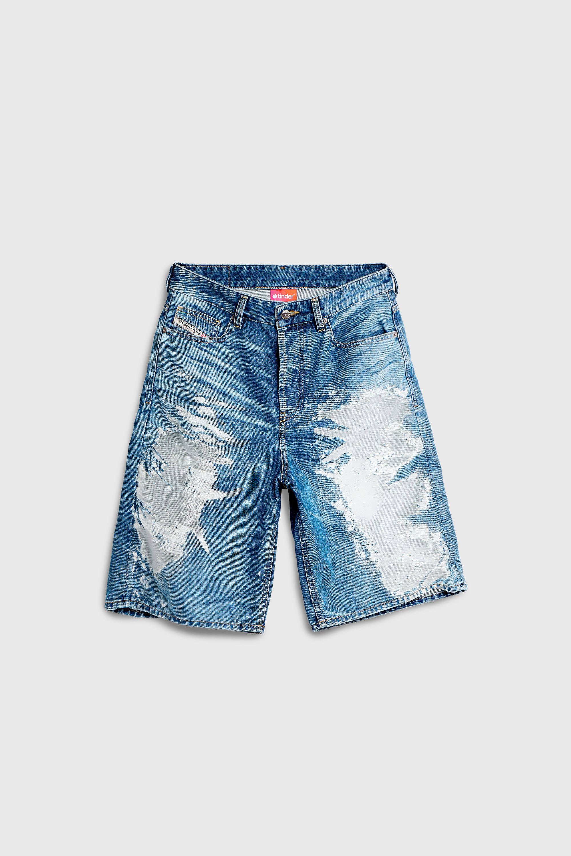 Diesel - PR-DE-SIRE-SHORT, Pantaloni corti in denim devor&eacute; Unisex in Blu - 2